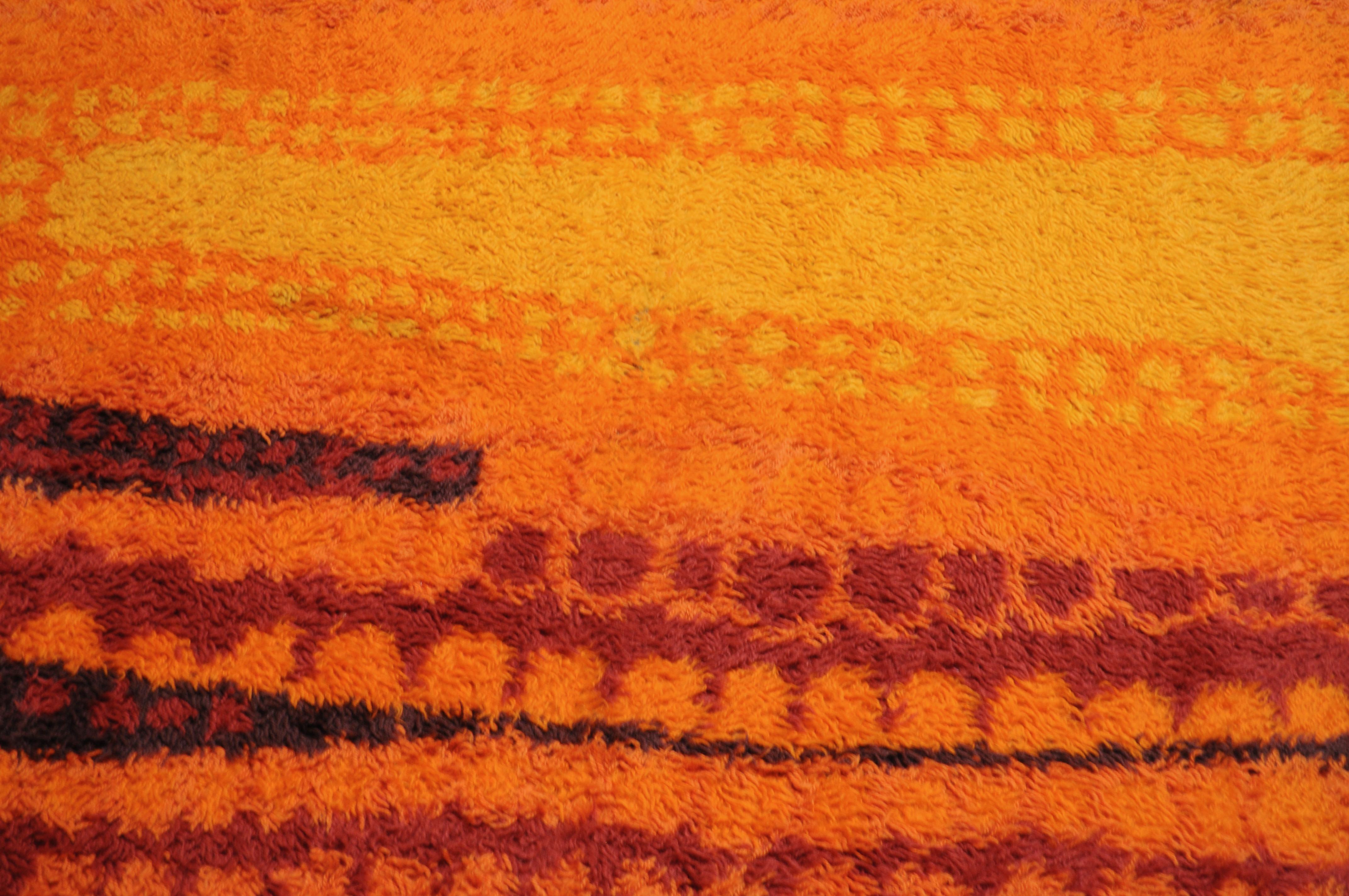Hand-Woven 1960s Scandinavian Rya Rug