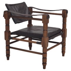 Vintage 1960s, Scandinavian "Safari" lounge chair, original condition, leather, beech.