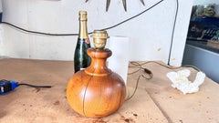 1960s Scandinavian Solid Wood Table Lamp, Rustic & Elegant Design