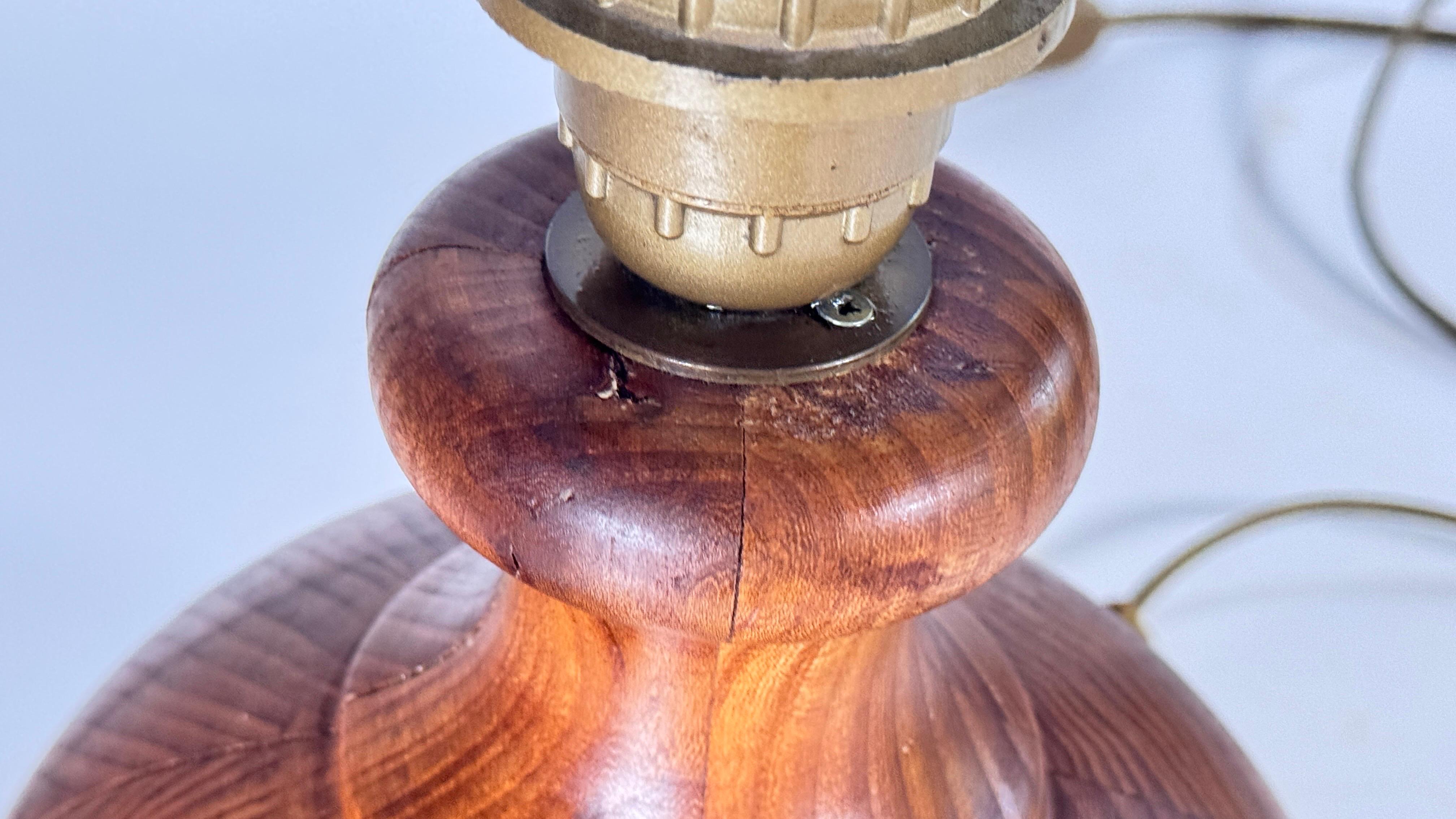 Danish 1960s Scandinavian Solid Wood Table Lamp, Rustic & Elegant Design For Sale