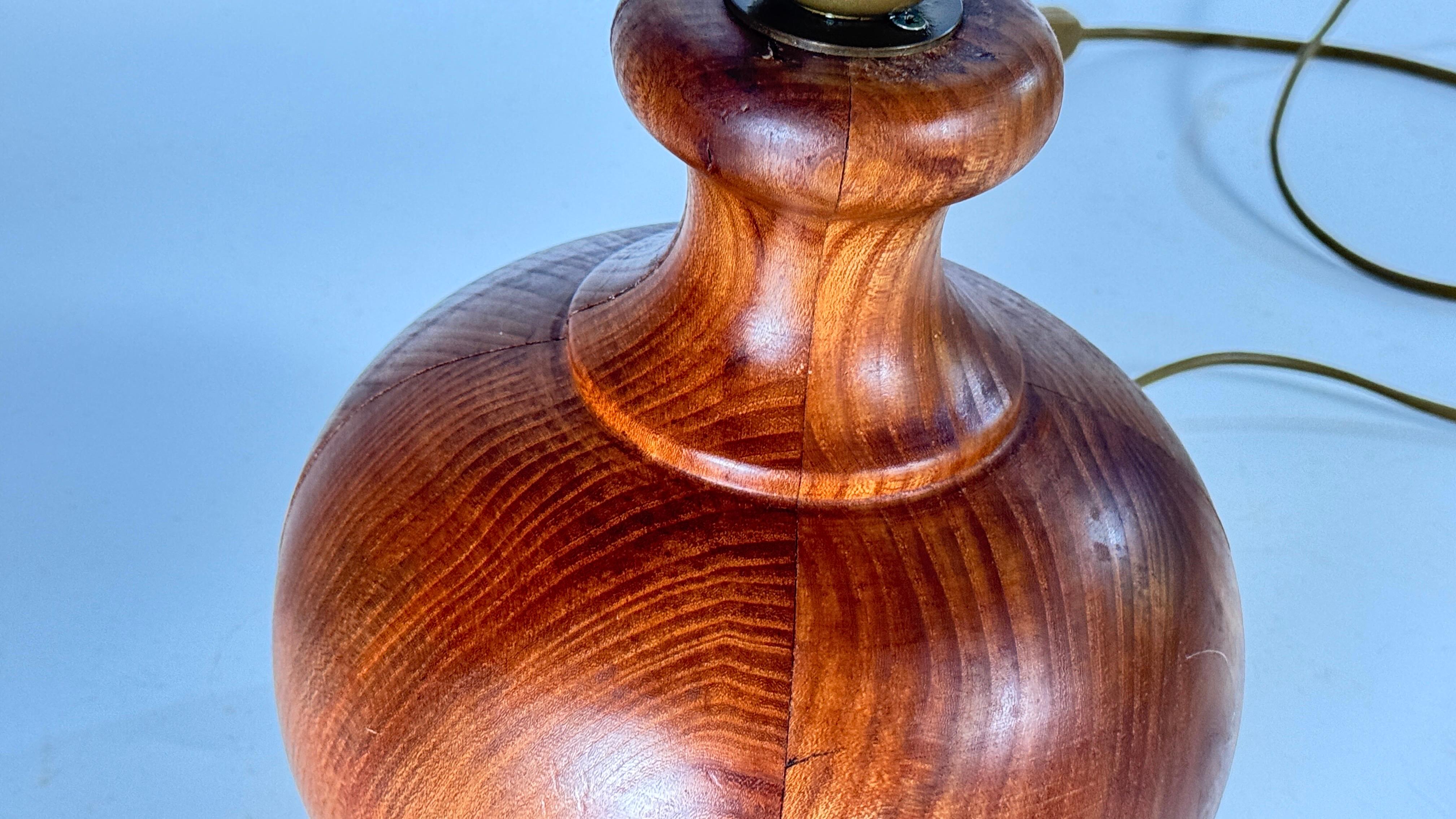 20th Century 1960s Scandinavian Solid Wood Table Lamp, Rustic & Elegant Design For Sale