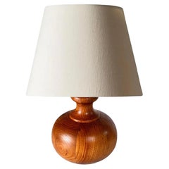Vintage 1960s Scandinavian Solid Wood Table Lamp, Rustic & Elegant Design