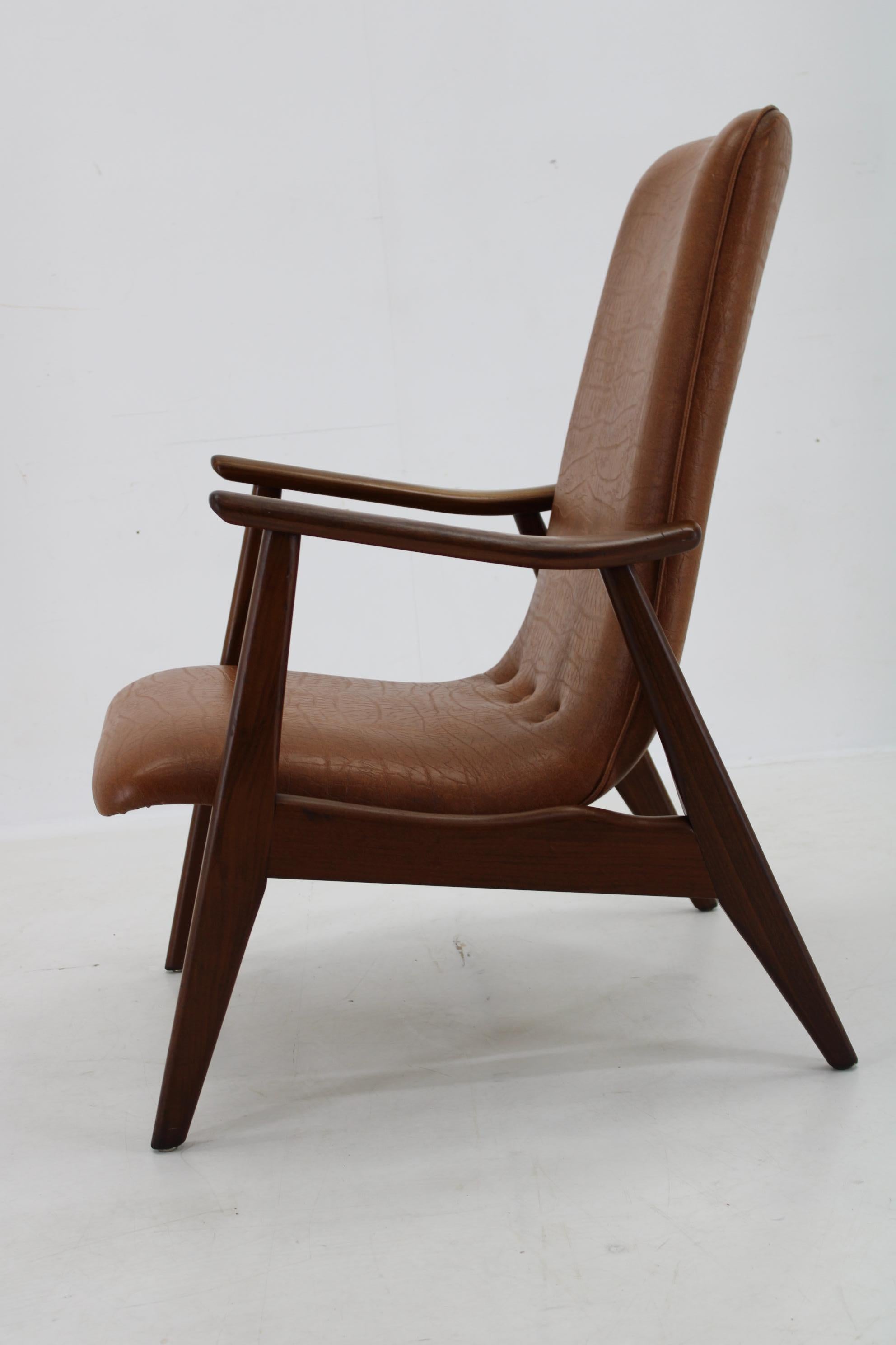Danese Poltrona scandinava in tek del 1960 in similpelle in vendita