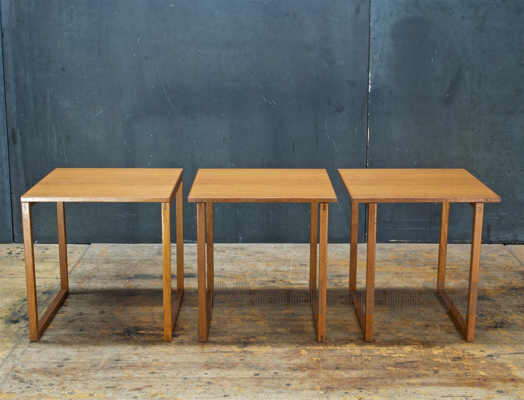 Scandinavian Modern 1960s Scandinavian Teak Modular Cube Cocktail Side Nesting Tables Midcentury