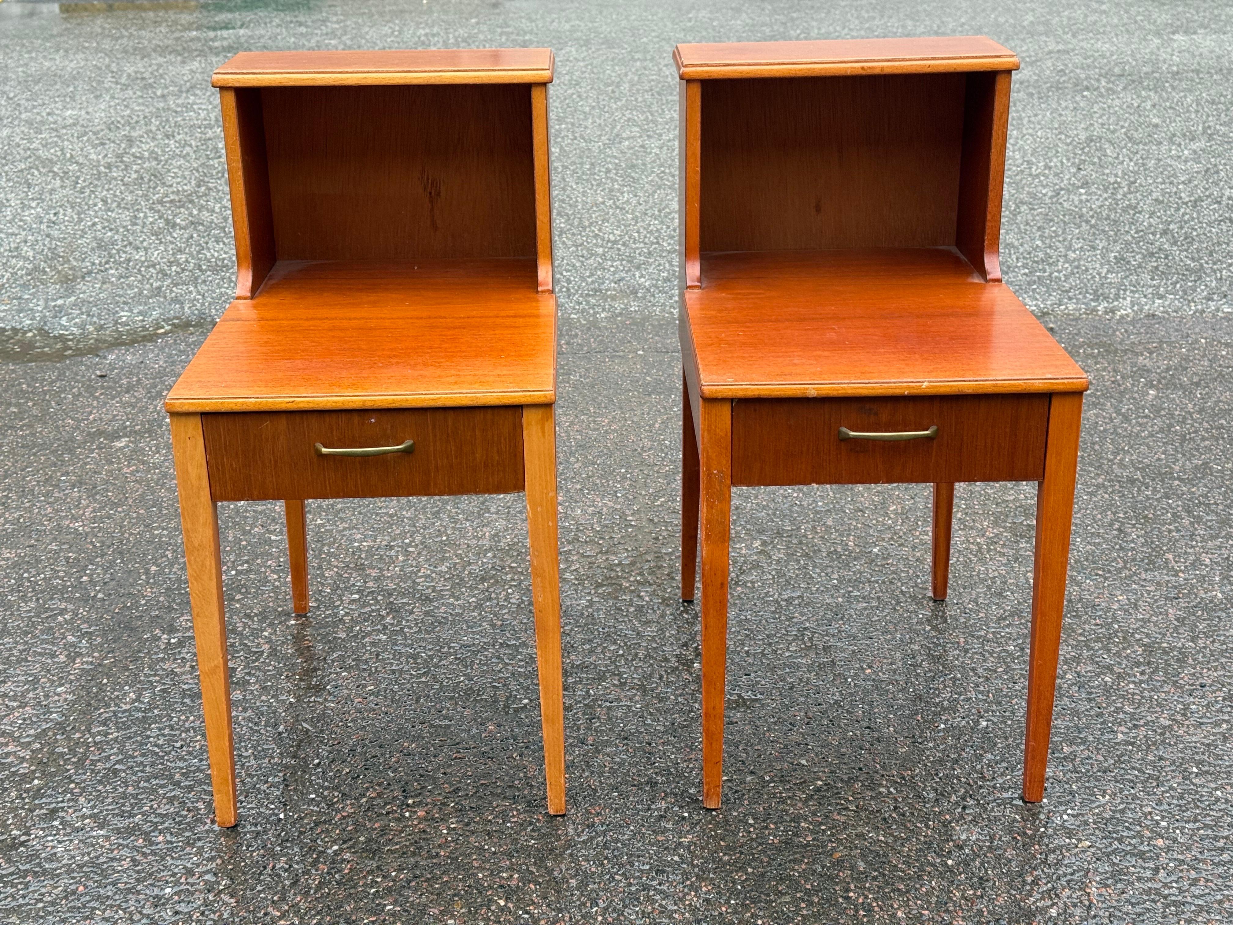 1960s Scandinavian teak night stands with Double Top For Sale 3