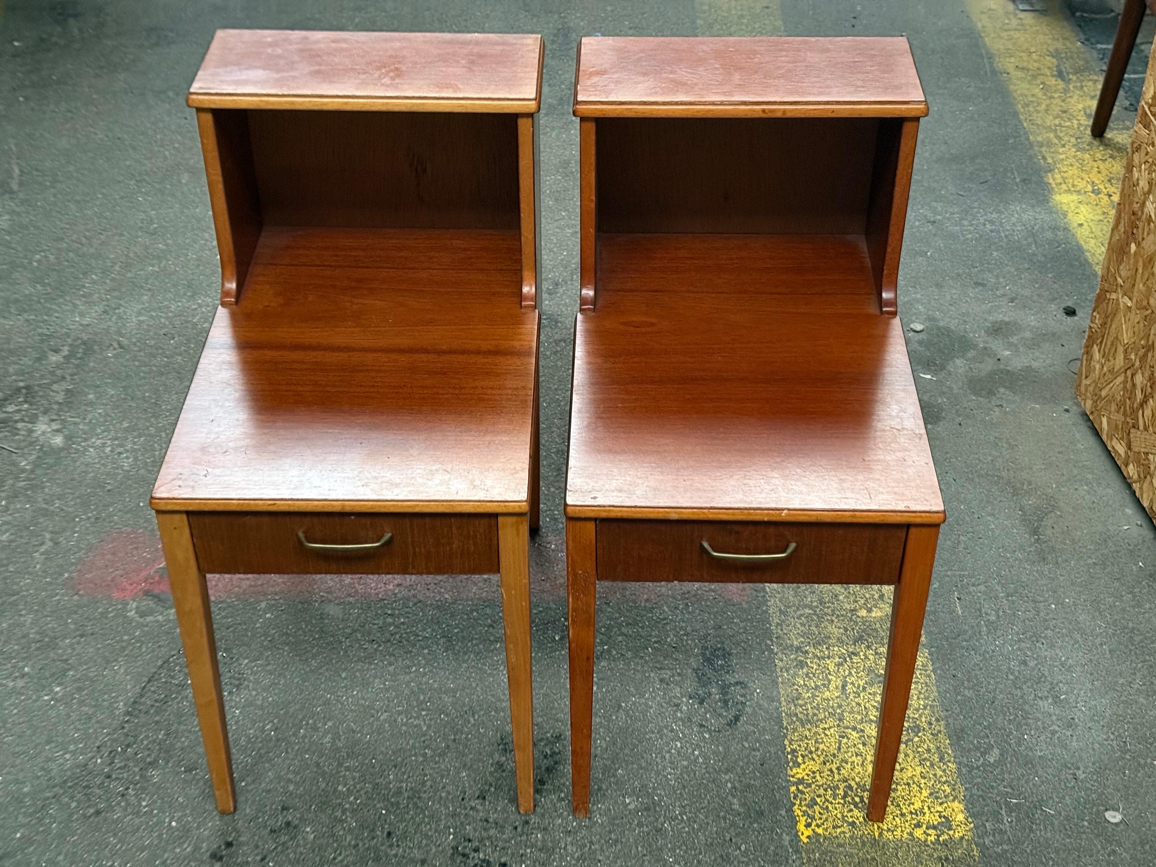 1960s Scandinavian teak night stands with Double Top For Sale 4