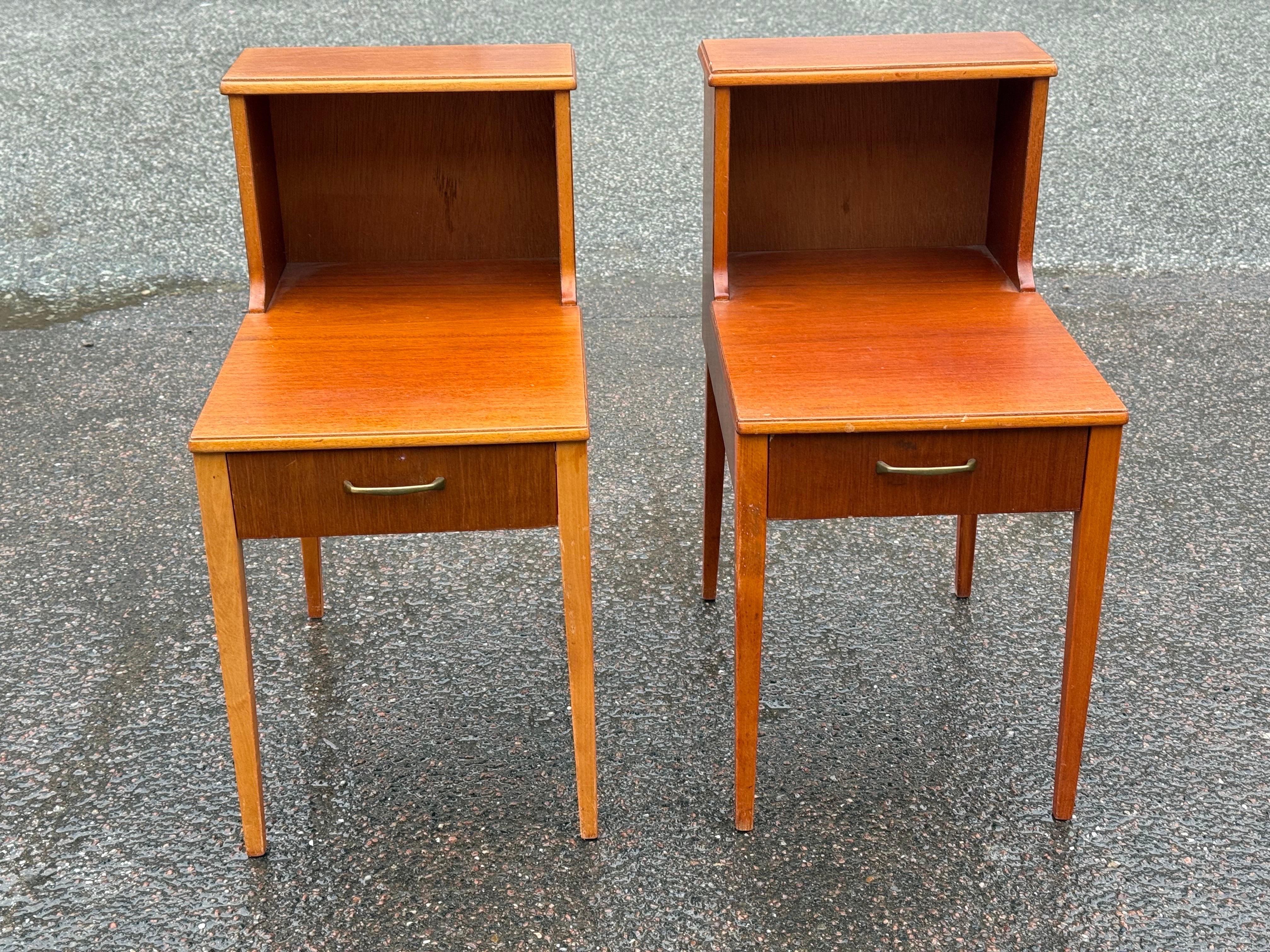 1960s Scandinavian teak night stands with Double Top For Sale 5