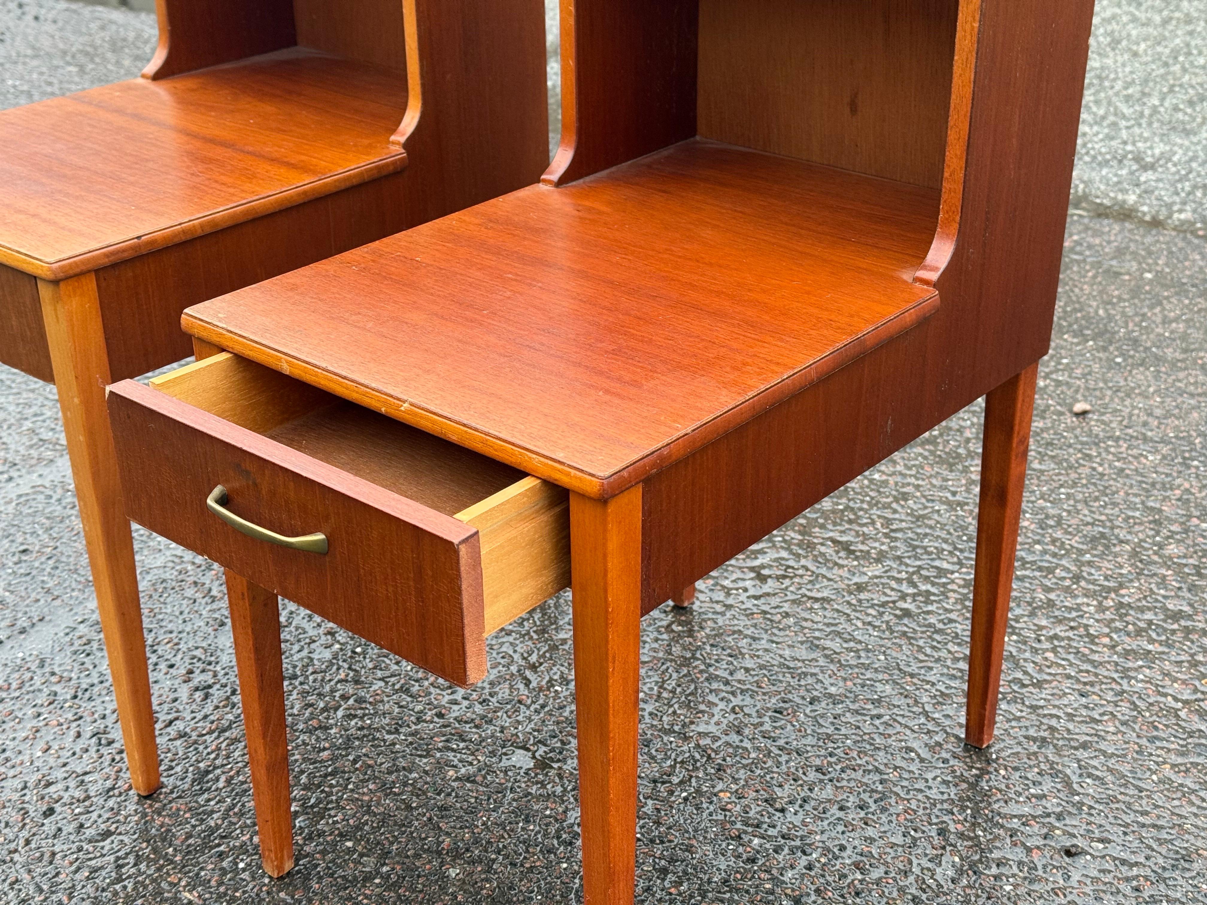 Danish 1960s Scandinavian teak night stands with Double Top For Sale
