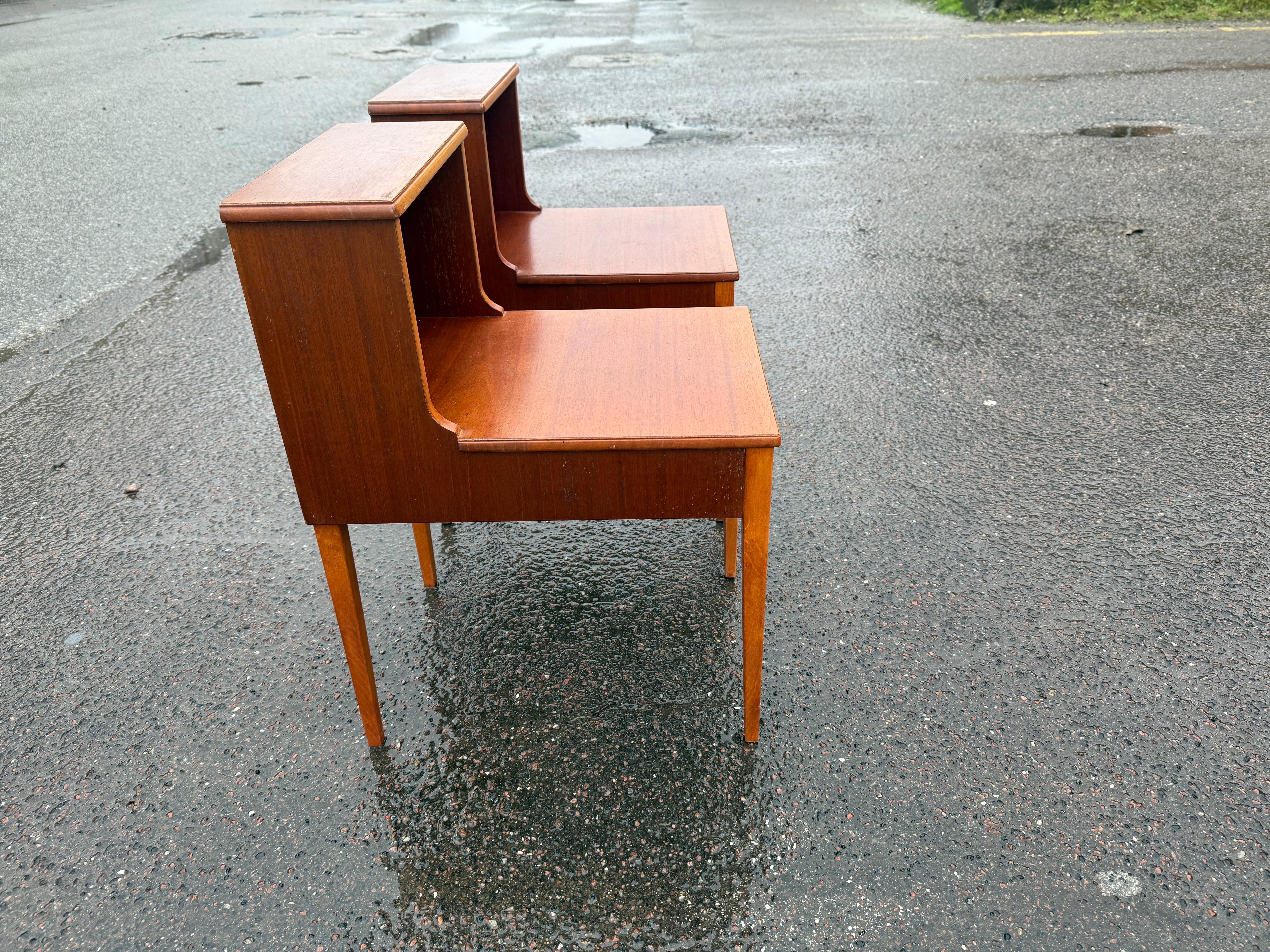 1960s Scandinavian teak night stands with Double Top In Good Condition For Sale In Copenhagen, DK