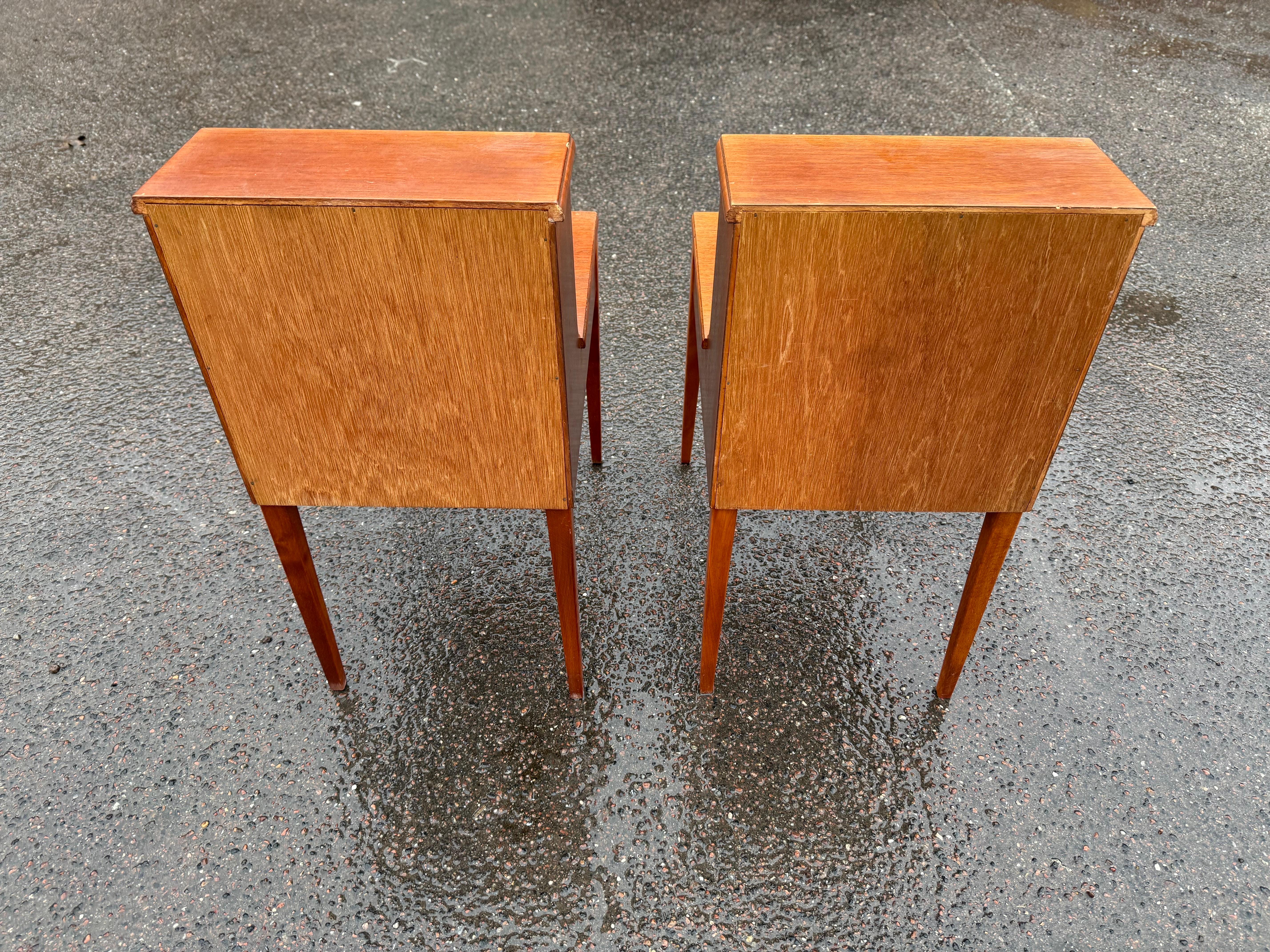 Mid-20th Century 1960s Scandinavian teak night stands with Double Top For Sale