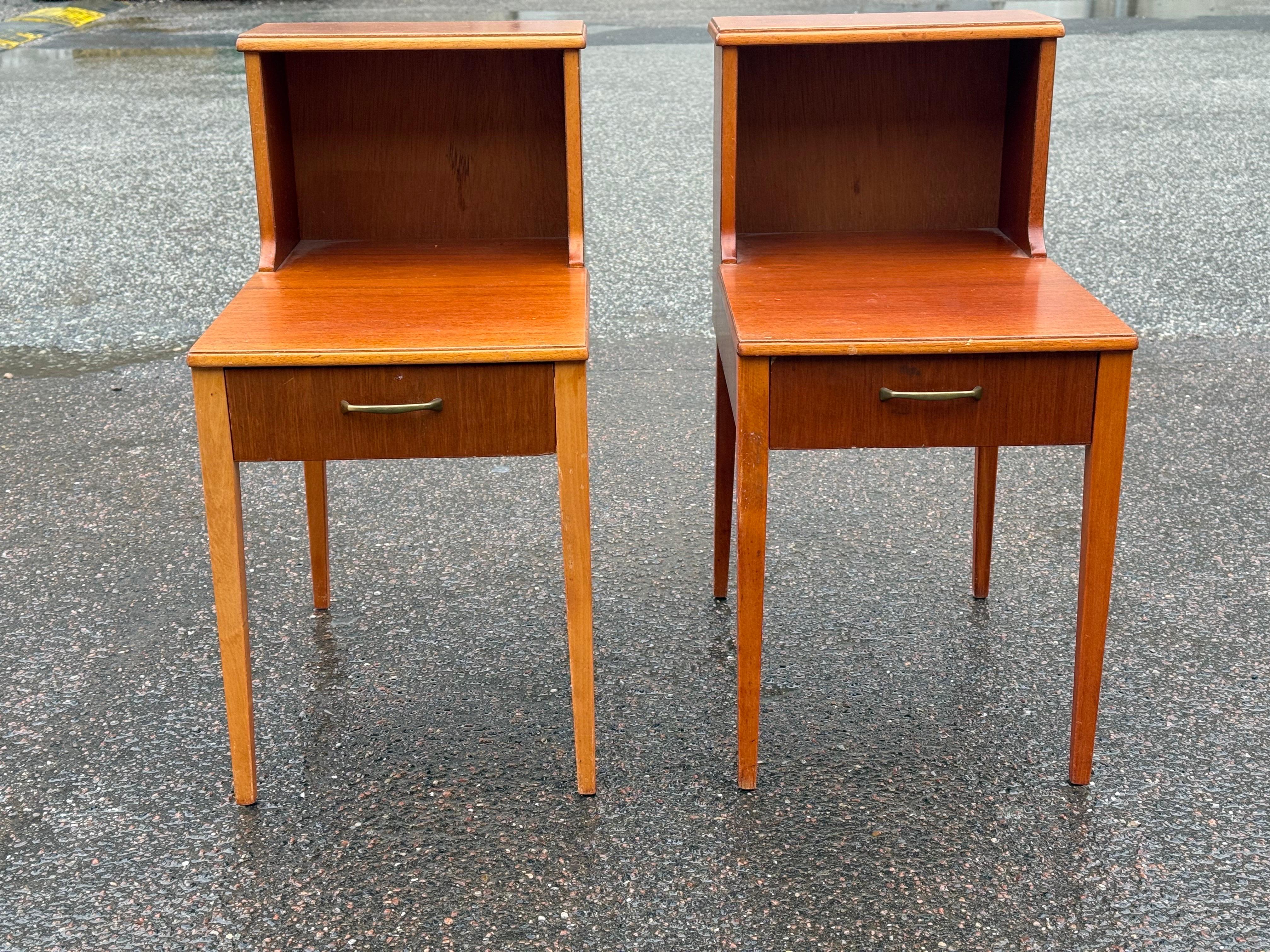 Teak 1960s Scandinavian teak night stands with Double Top For Sale