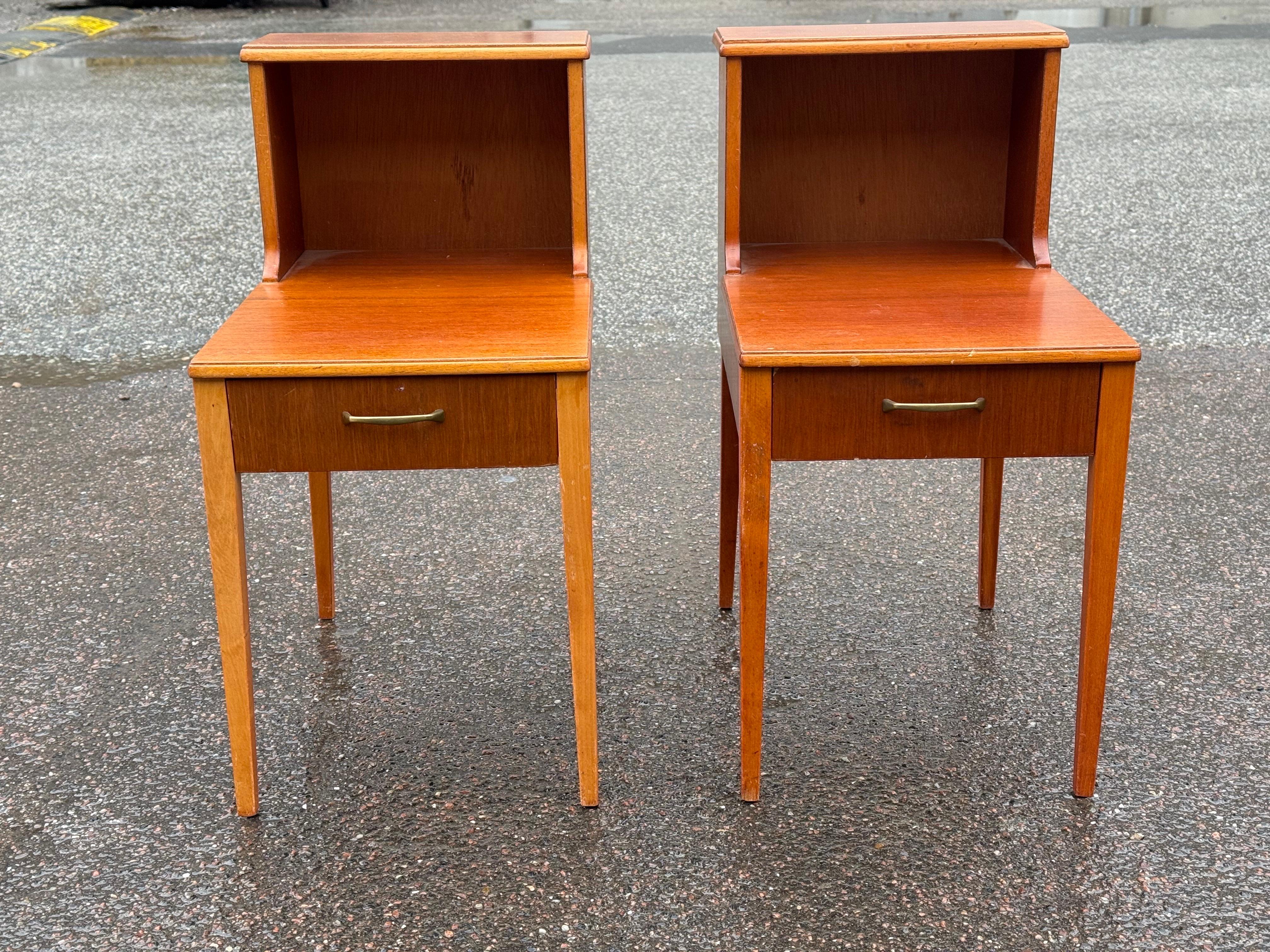 1960s Scandinavian teak night stands with Double Top For Sale 2