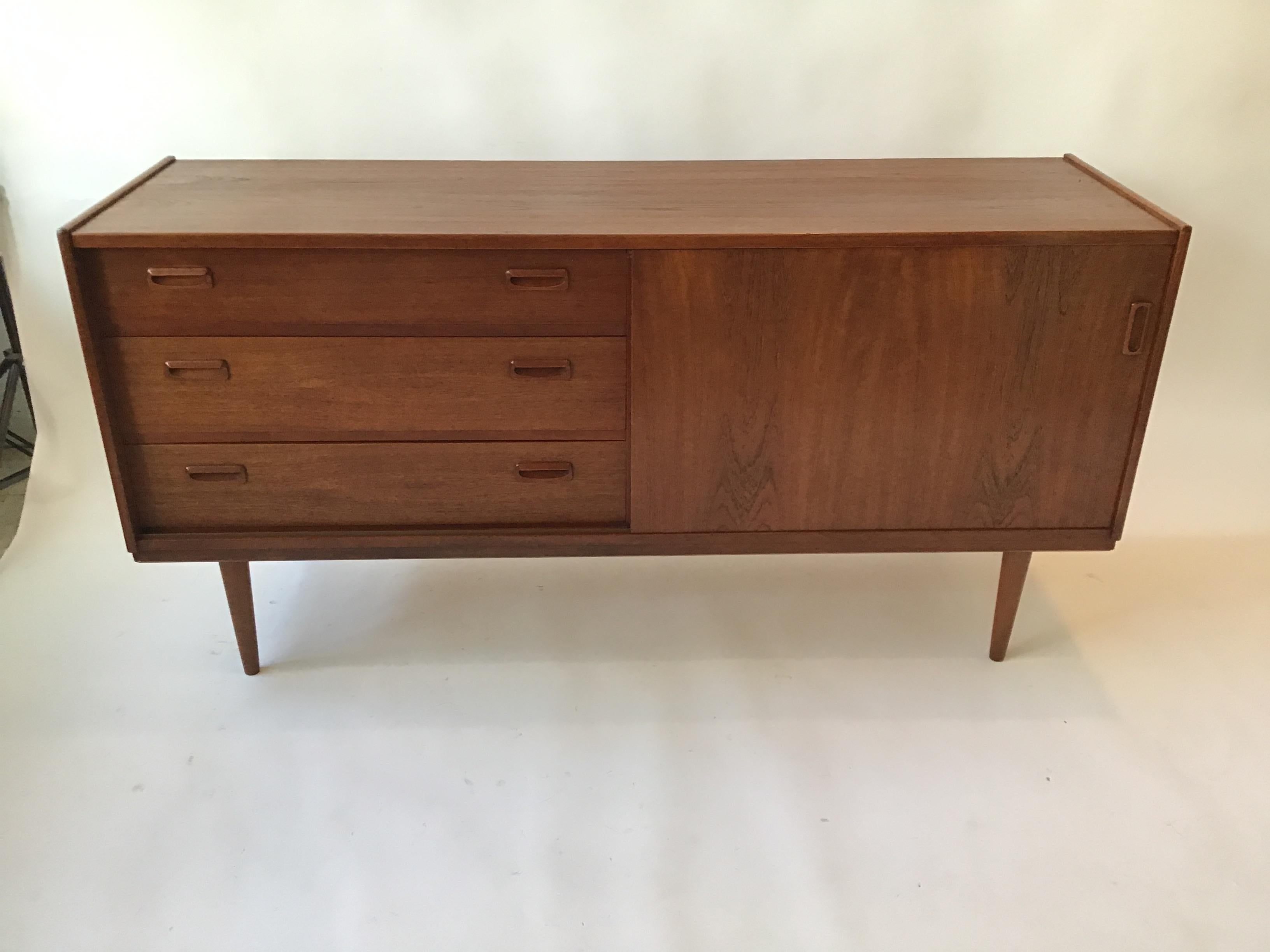 1960s Scandinavian teak sideboard. Refinished. From a Southampton, NY estate.