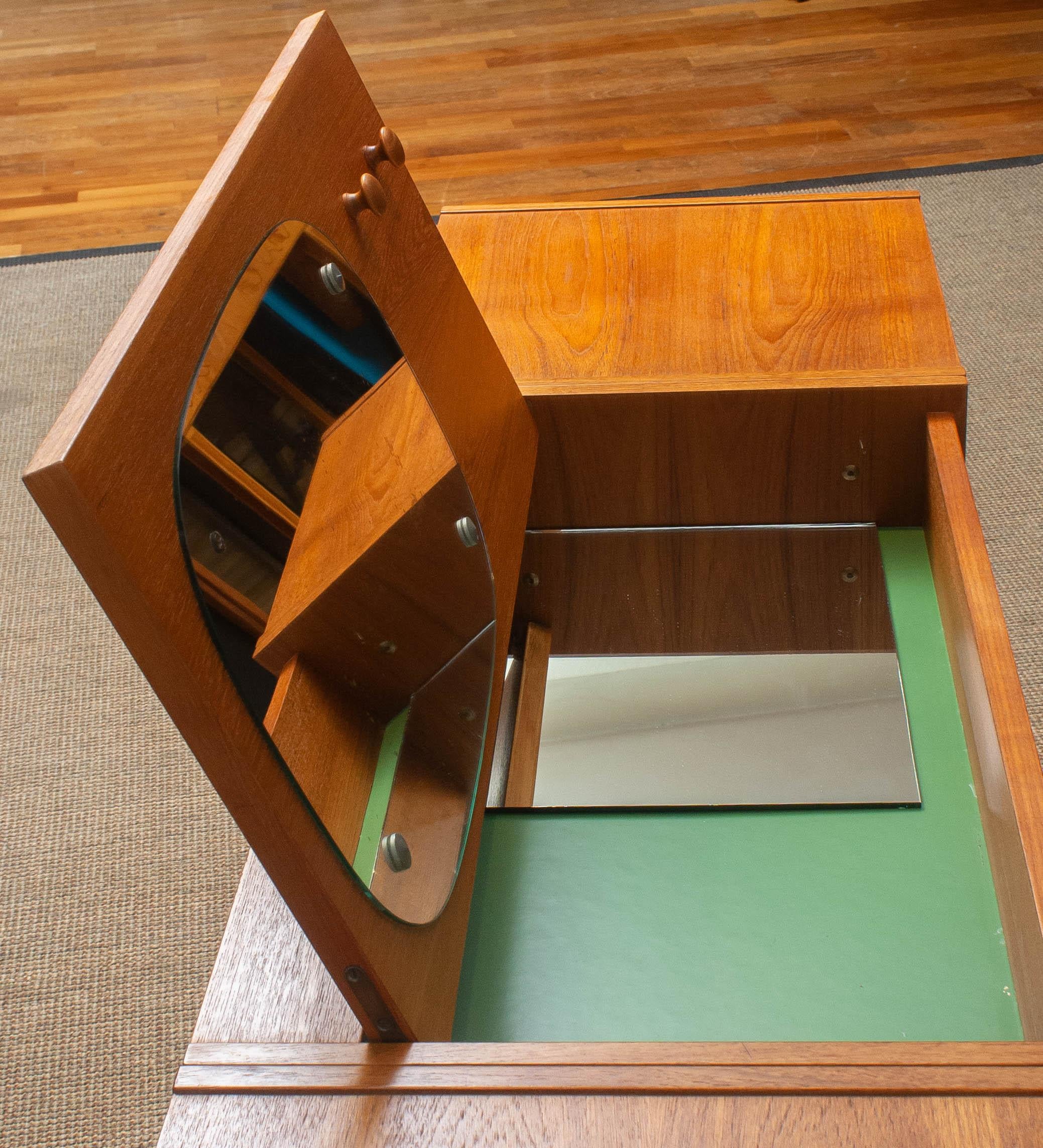 1960s, Scandinavian Vanity Desk in Teak and Brass, Sweden 12