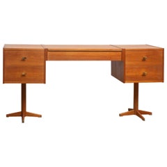 1960s, Scandinavian Vanity Desk in Teak and Brass, Sweden