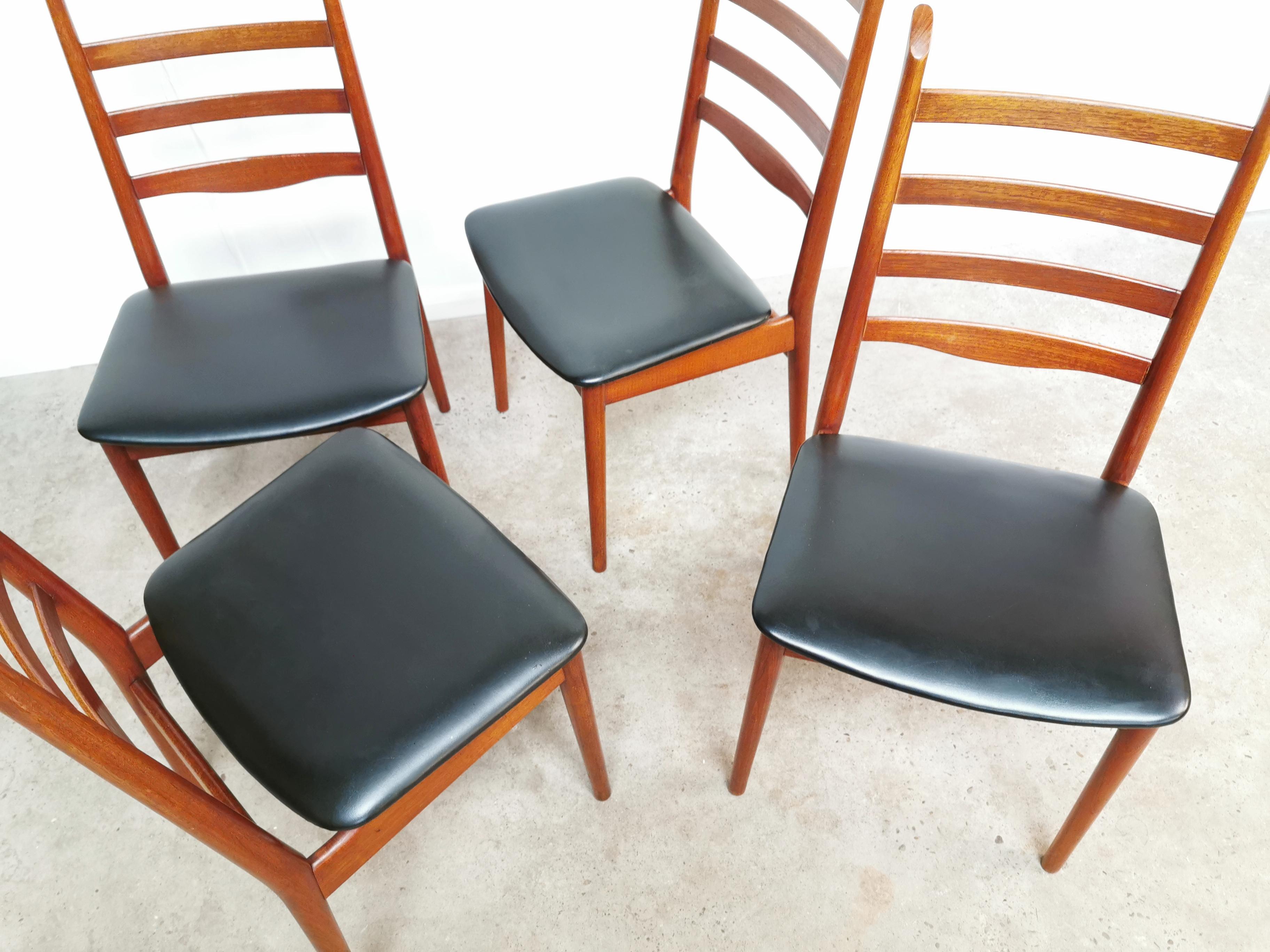 1960s Scantic Mobelvaerk Danish Antler Teak Dining Chairs Midcentury Vintage For Sale 2