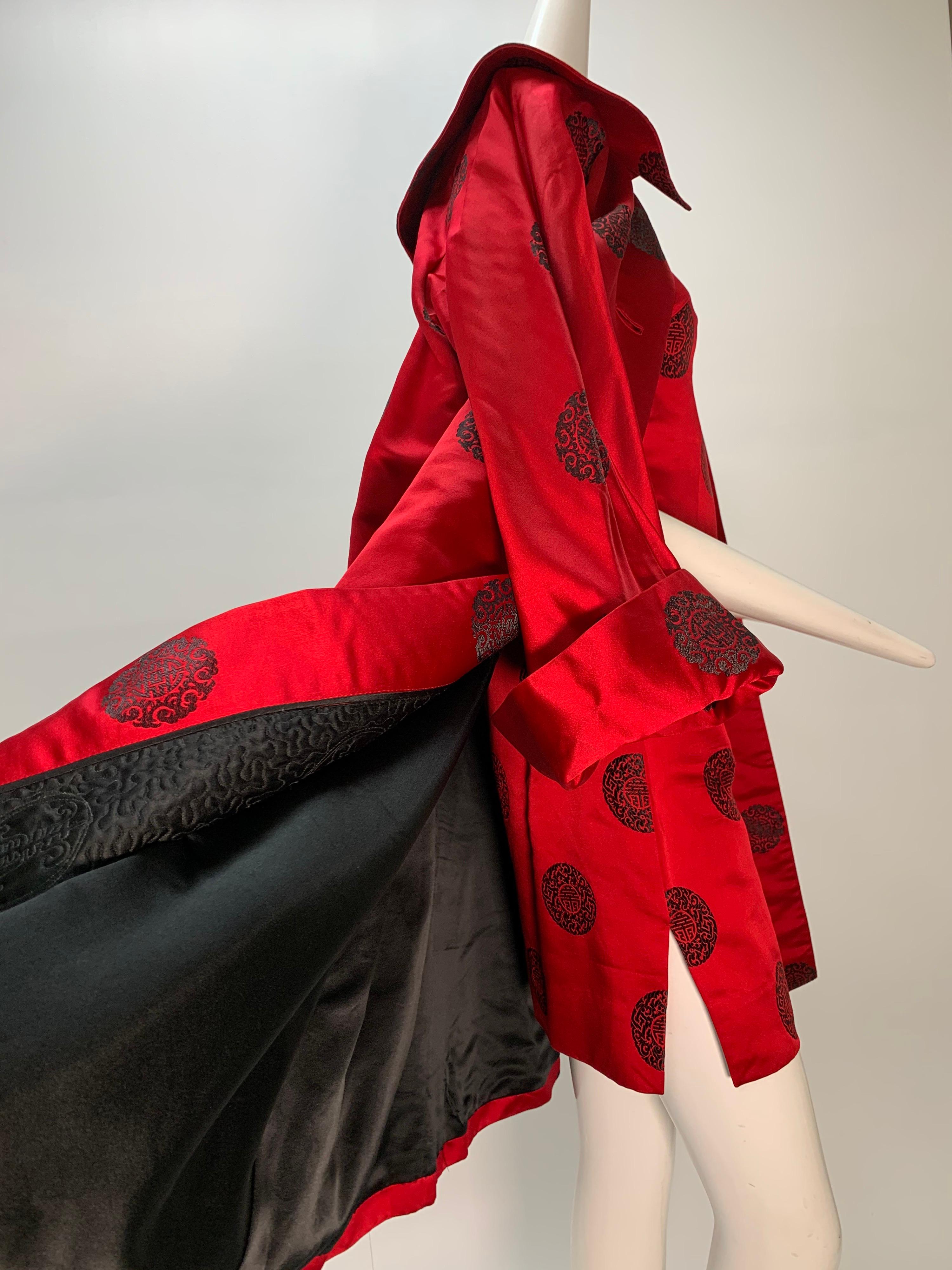 Women's 1960s Scarlet Hong Kong Silk Satin Mini Dress Cheongsam and Coat Ensemble 