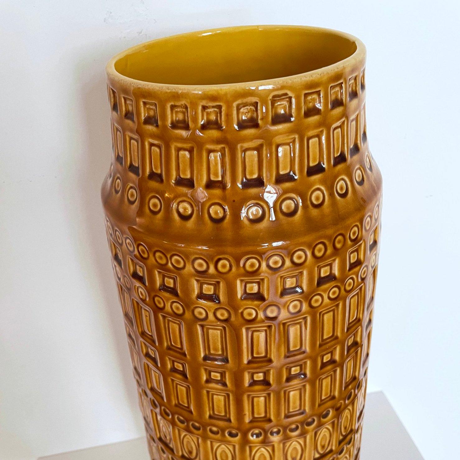 Fired 1960’s Scheurich Keramik West German Ceramic ‘Inka’ Vase 260-52 For Sale