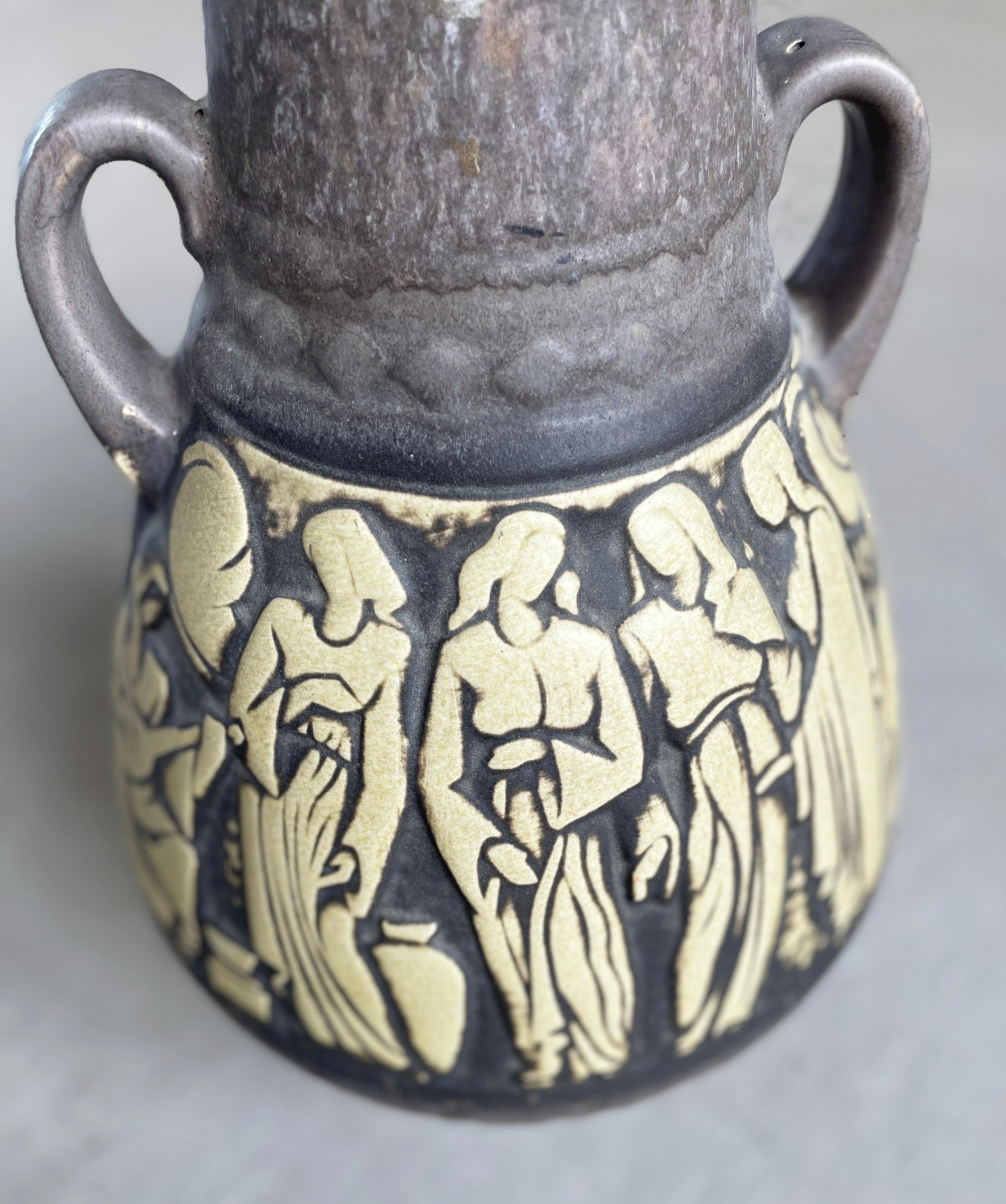 1960’s Scheurich Keramik West German Ceramic 'Market Life' Floor Vase For Sale 4