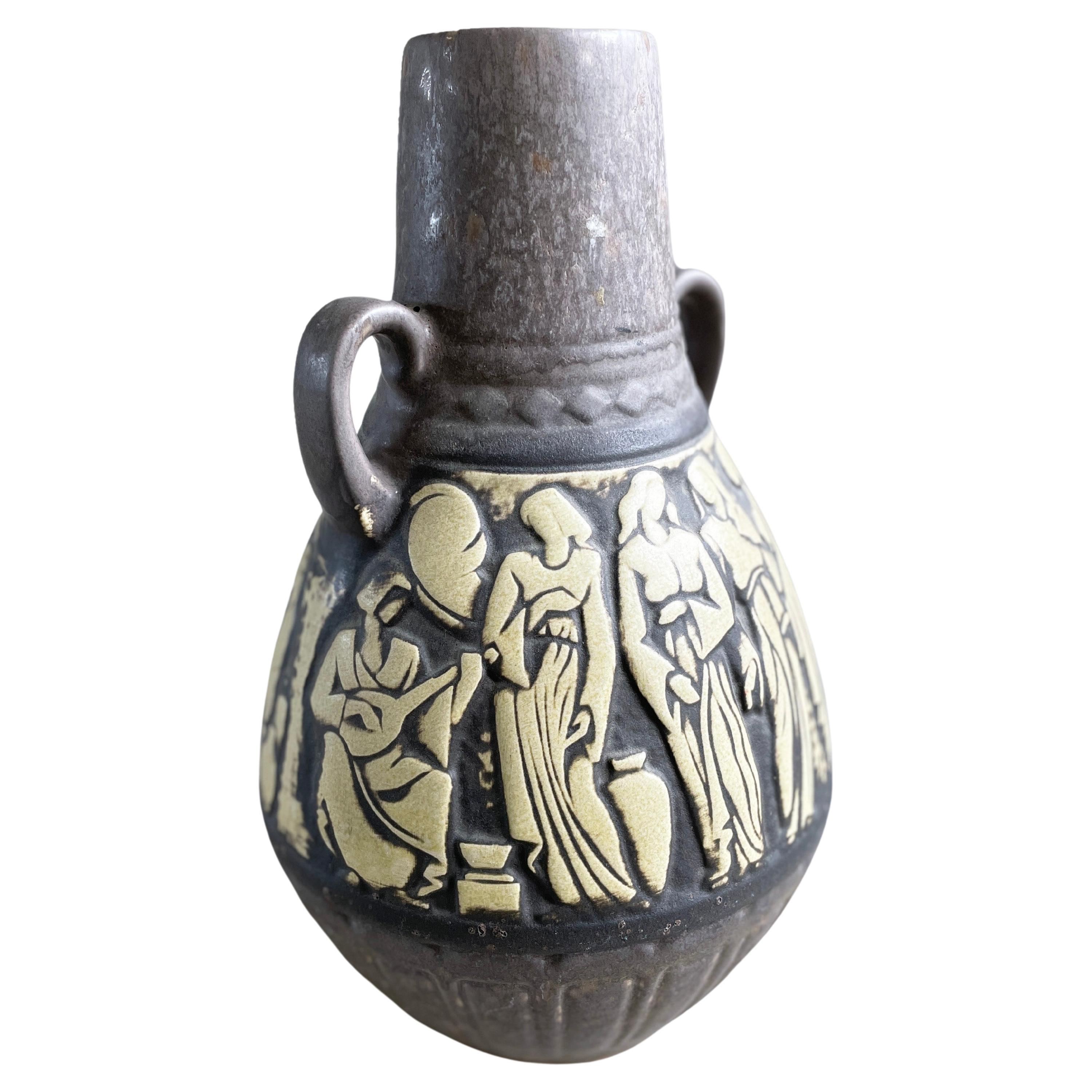 1960’s Scheurich Keramik West German Ceramic 'Market Life' Floor Vase For Sale 10