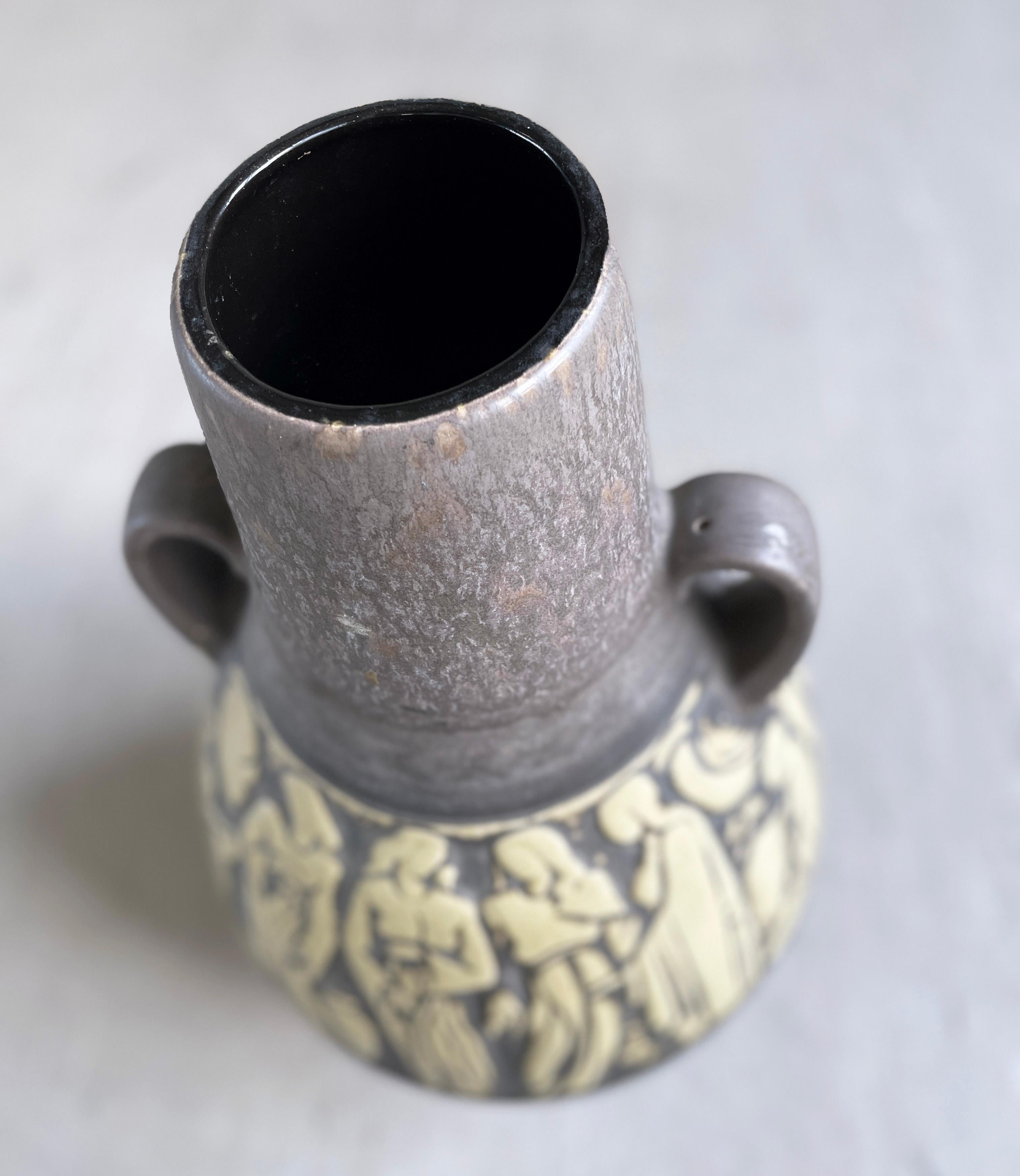 1960’s Scheurich Keramik West German Ceramic 'Market Life' Floor Vase For Sale 3