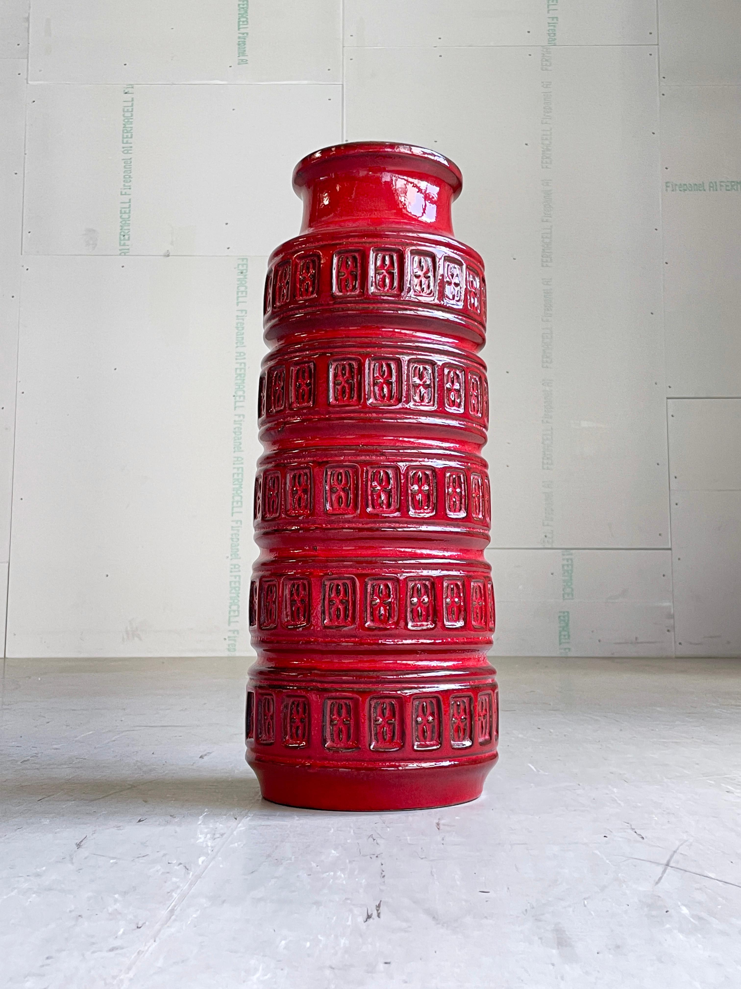 Cotto in fornace Vaso in ceramica di Scheurich Keramik della Germania occidentale del 1960 268-51 in vendita