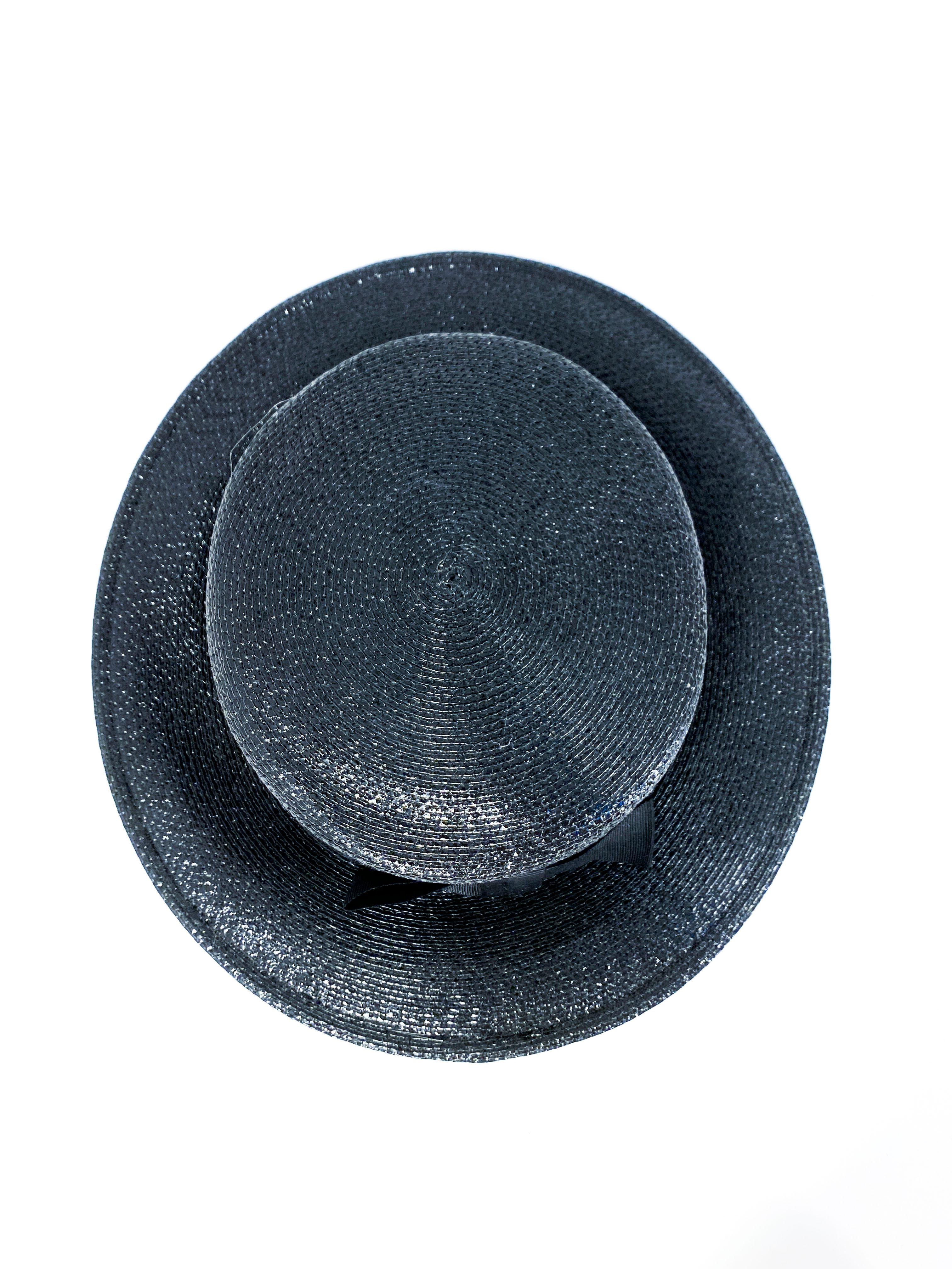 1960s Schiaparelli Black Coated Straw Hat 1