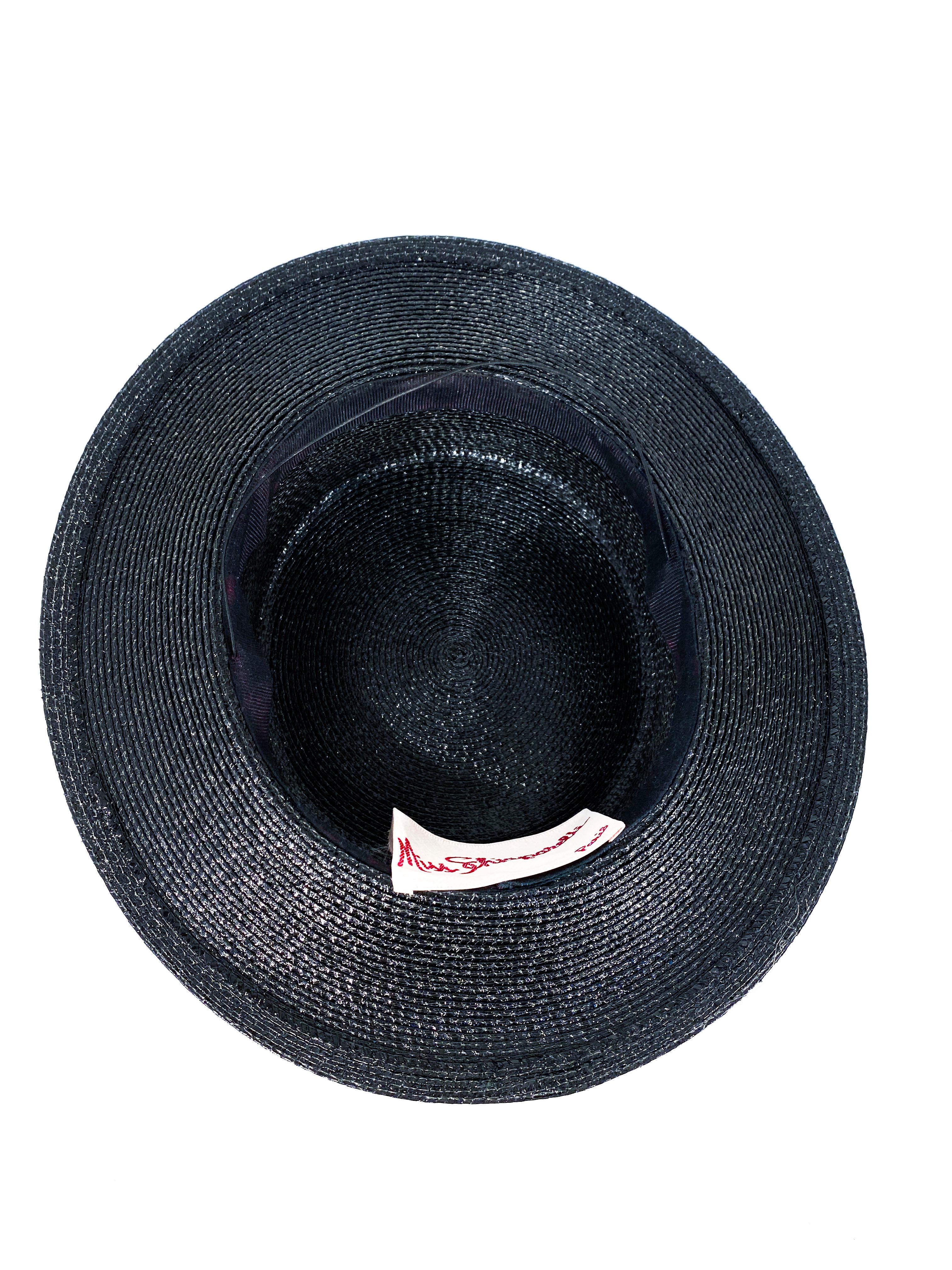 1960s Schiaparelli Black Coated Straw Hat 3