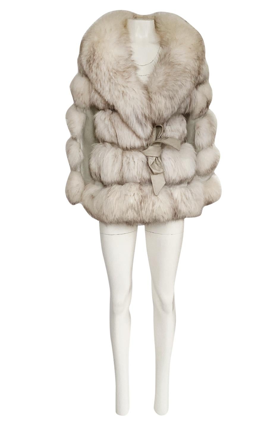 1960s Schiaparelli Convertible Two Length Fox Fur & Leather Coat 5