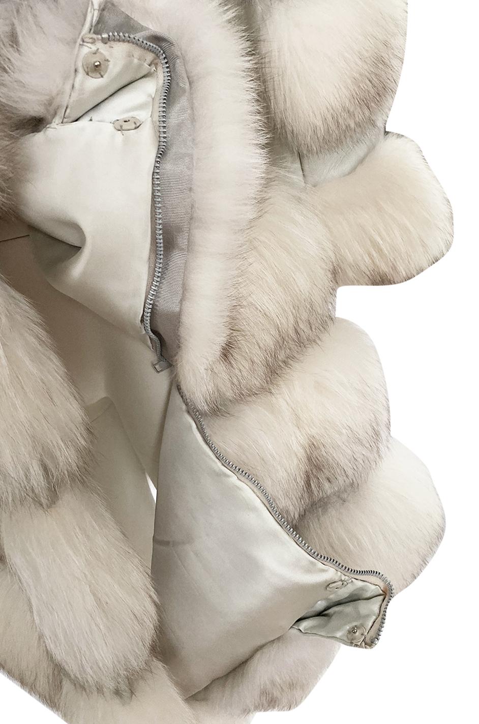 1960s Schiaparelli Convertible Two Length Fox Fur & Leather Coat 12