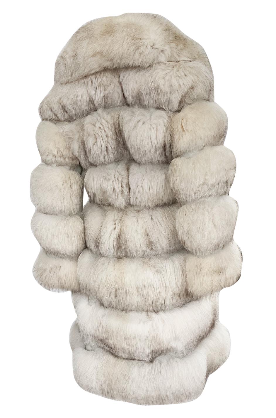 Beige 1960s Schiaparelli Convertible Two Length Fox Fur & Leather Coat