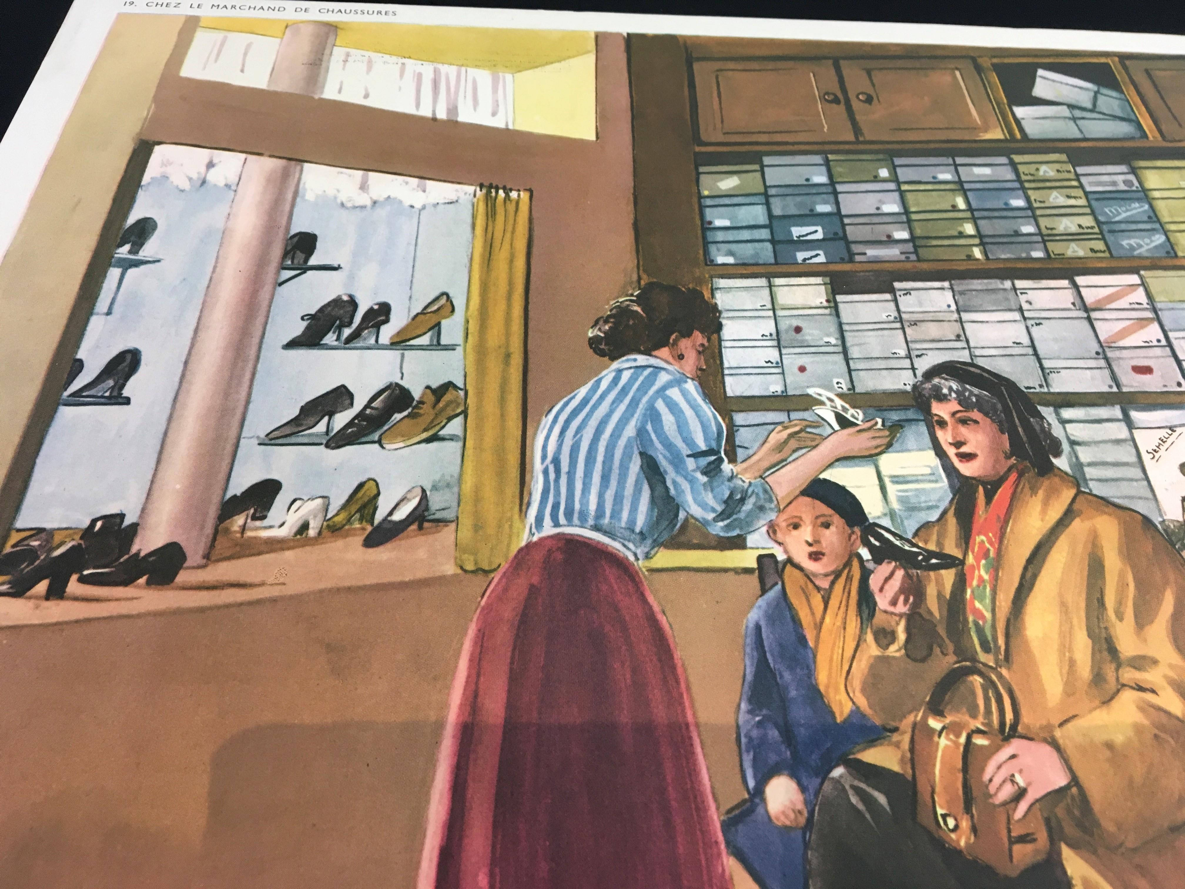 French 1960s School Poster at the Shoe Store, by Rossignol, France