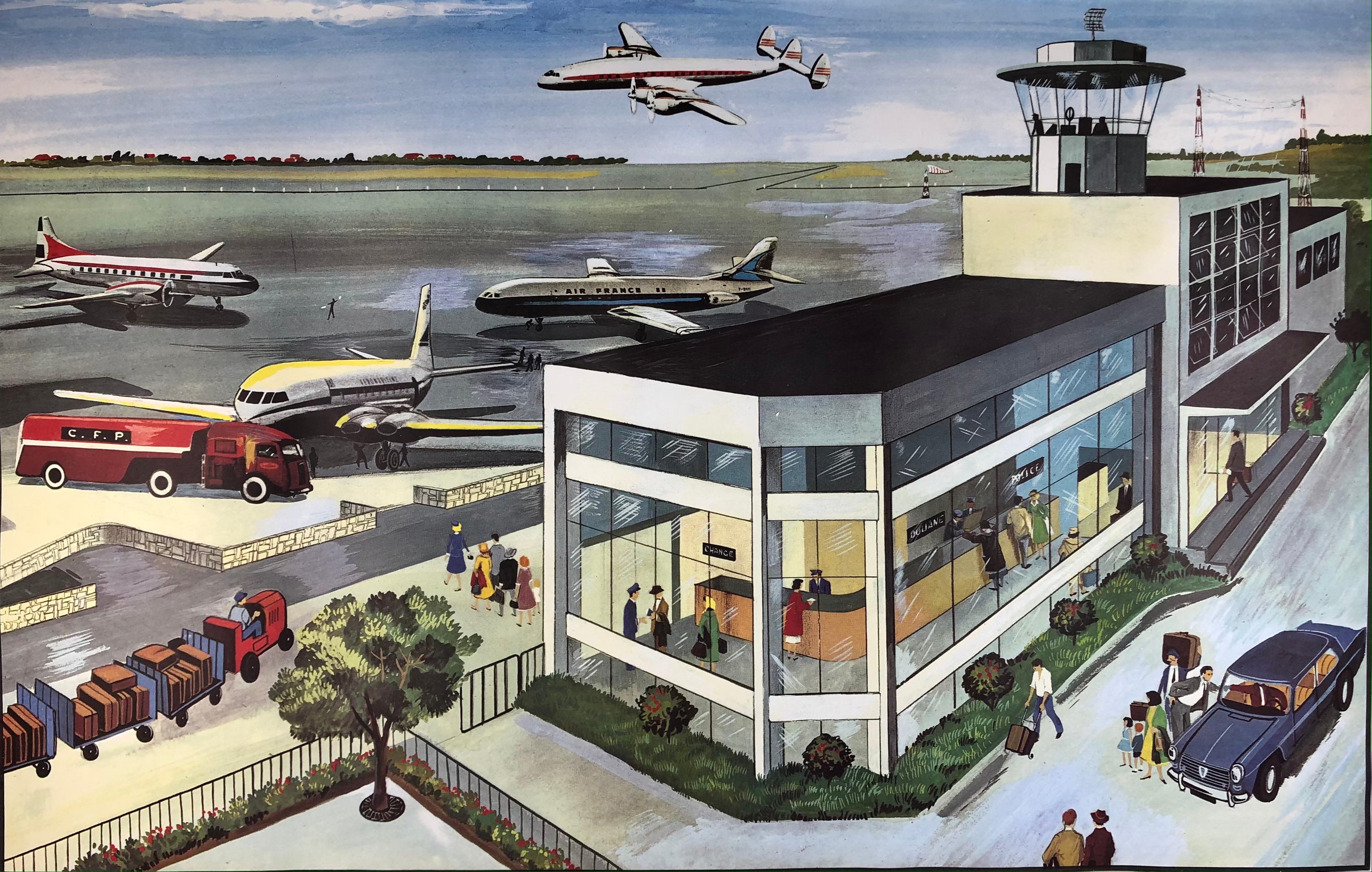 Mid-Century Modern 1960s School Poster by Oge-Hachette, The Zoo and The Airport