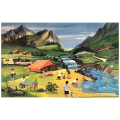1960s School Poster by Oge-Hachette, Winter Wonderland and Camping