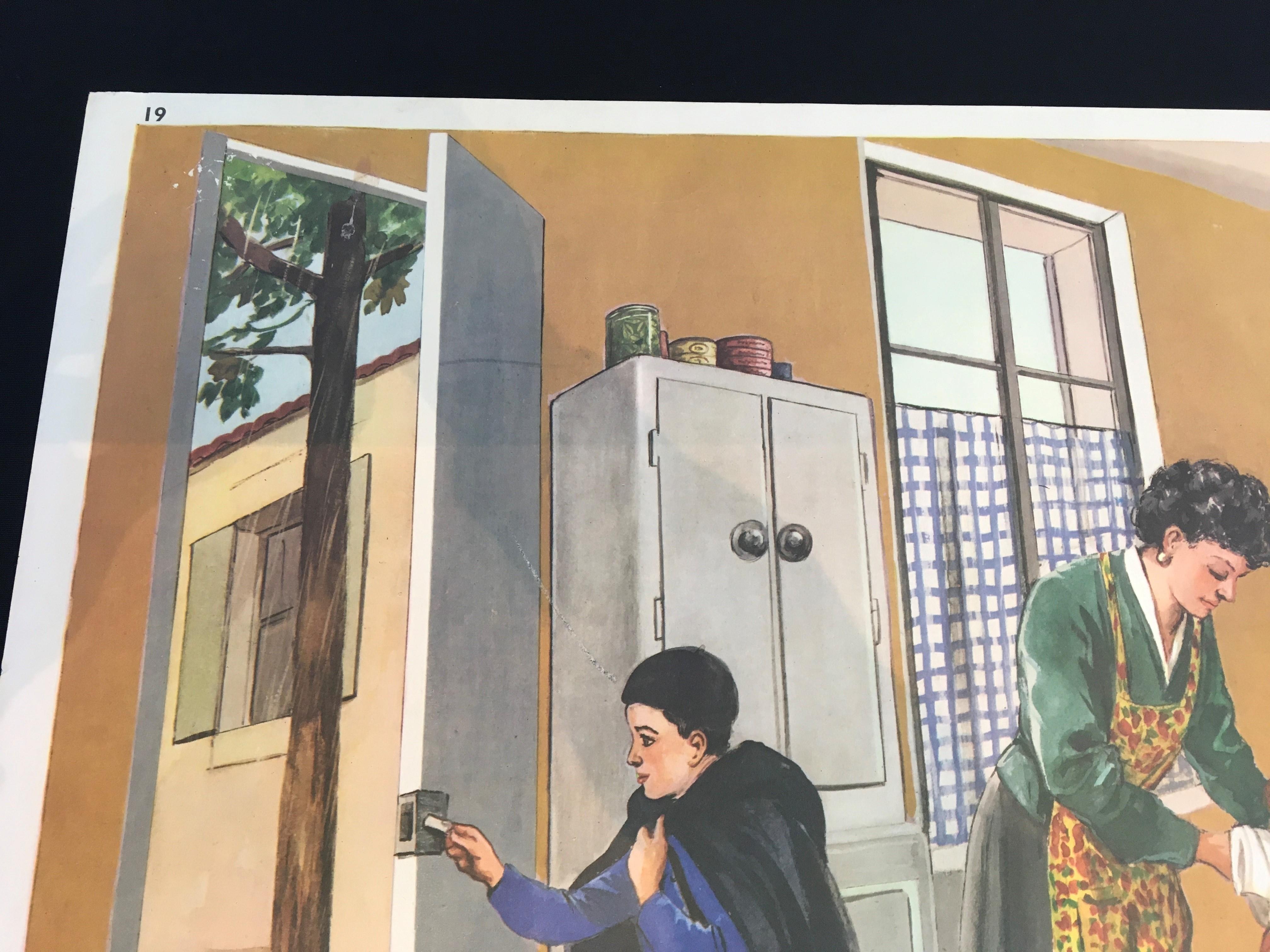 20th Century 1960s School Poster in the Kitchen