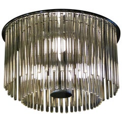 lampe Sciolari Lightolier des années 1960:: italienne:: à tige de verre:: à 2 niveaux:: pour montage à plat