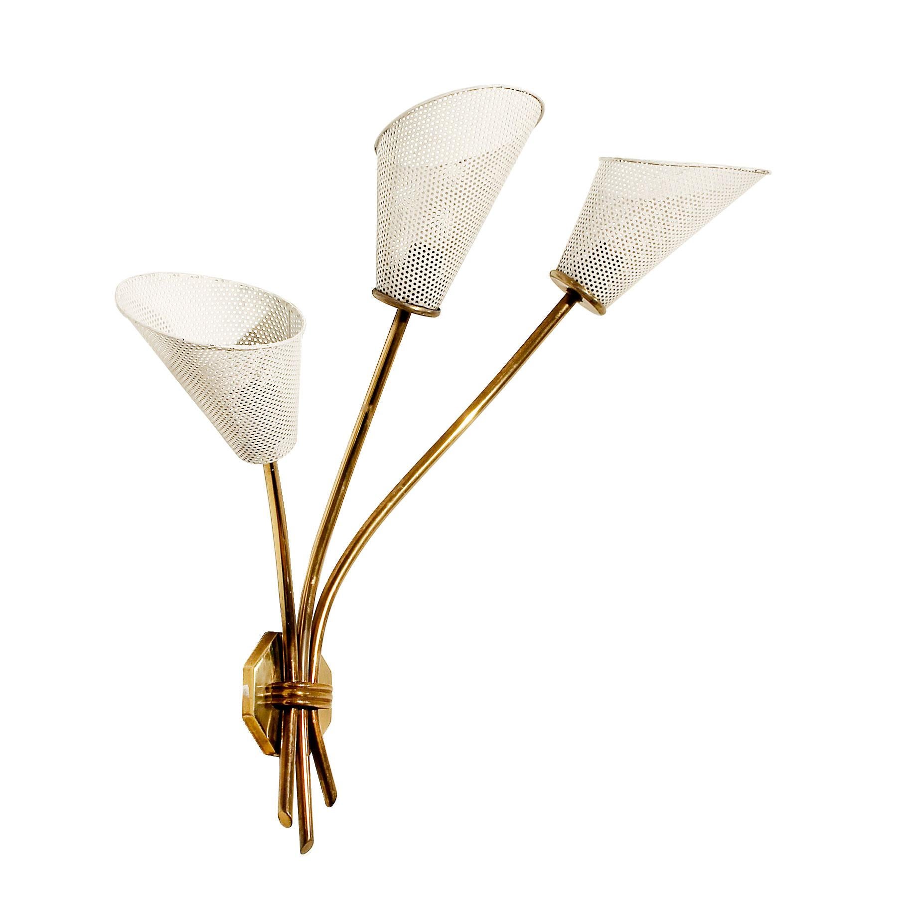 French Mid-Century Modern Sconce In the Style of Mathieu Matégot - France For Sale