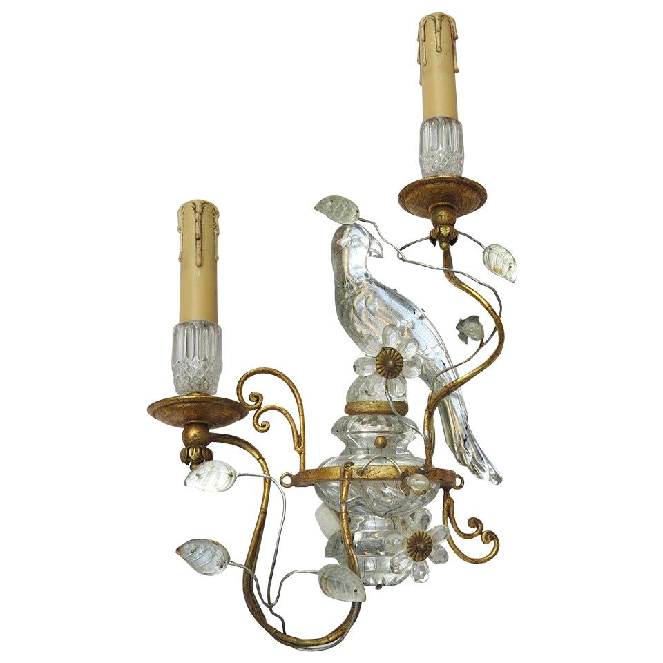1960s Sconce Pair in Cristal and Bronze in the Style of Maison Baguès or Banci