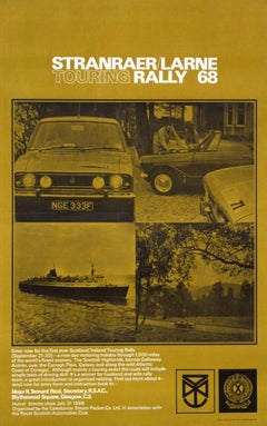 1960s Scotland and Ireland Car Touring Rally Poster Stanraer Larne