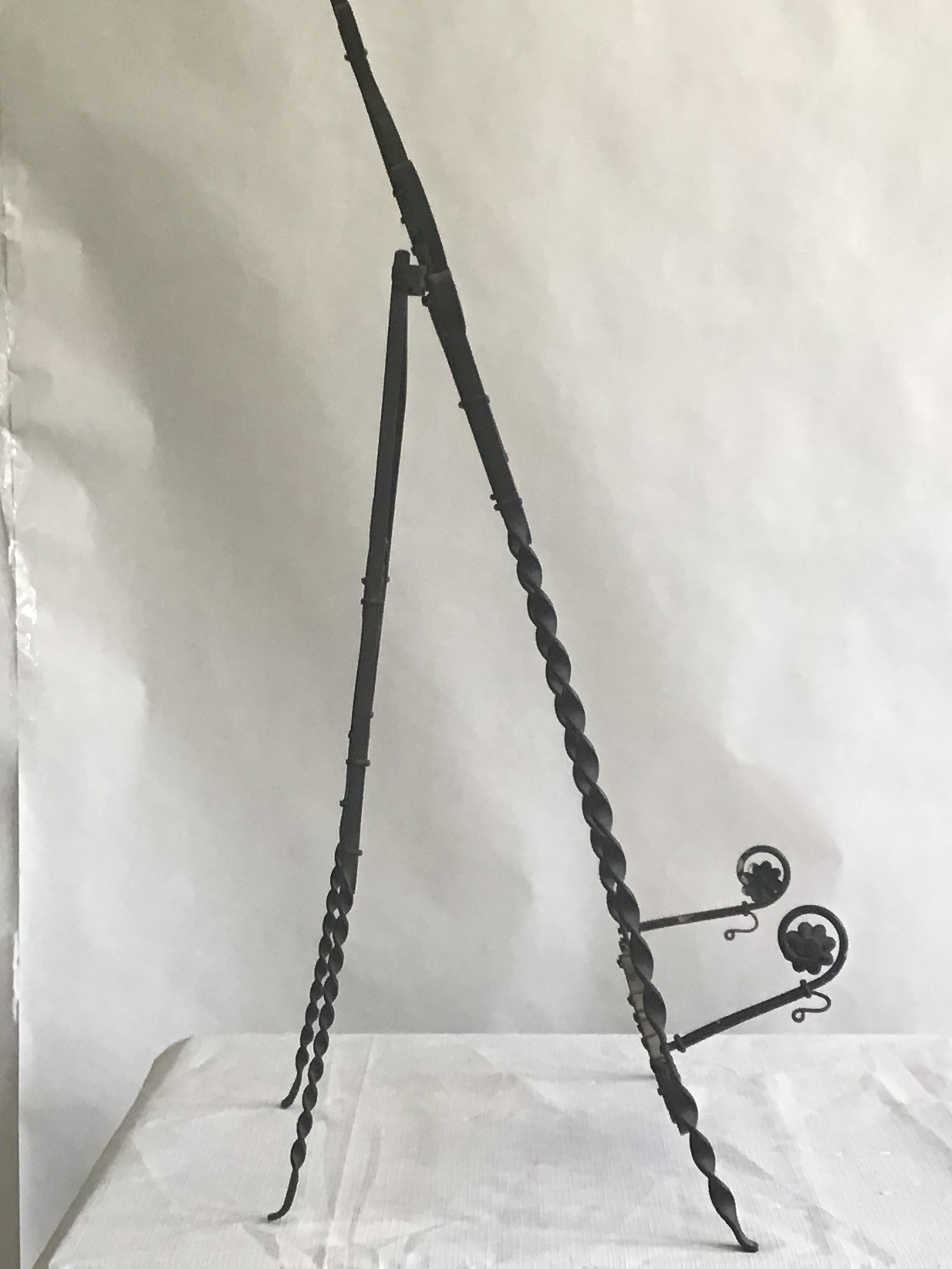 1960s Scrolled Iron Tabletop Easel In Good Condition For Sale In Tarrytown, NY