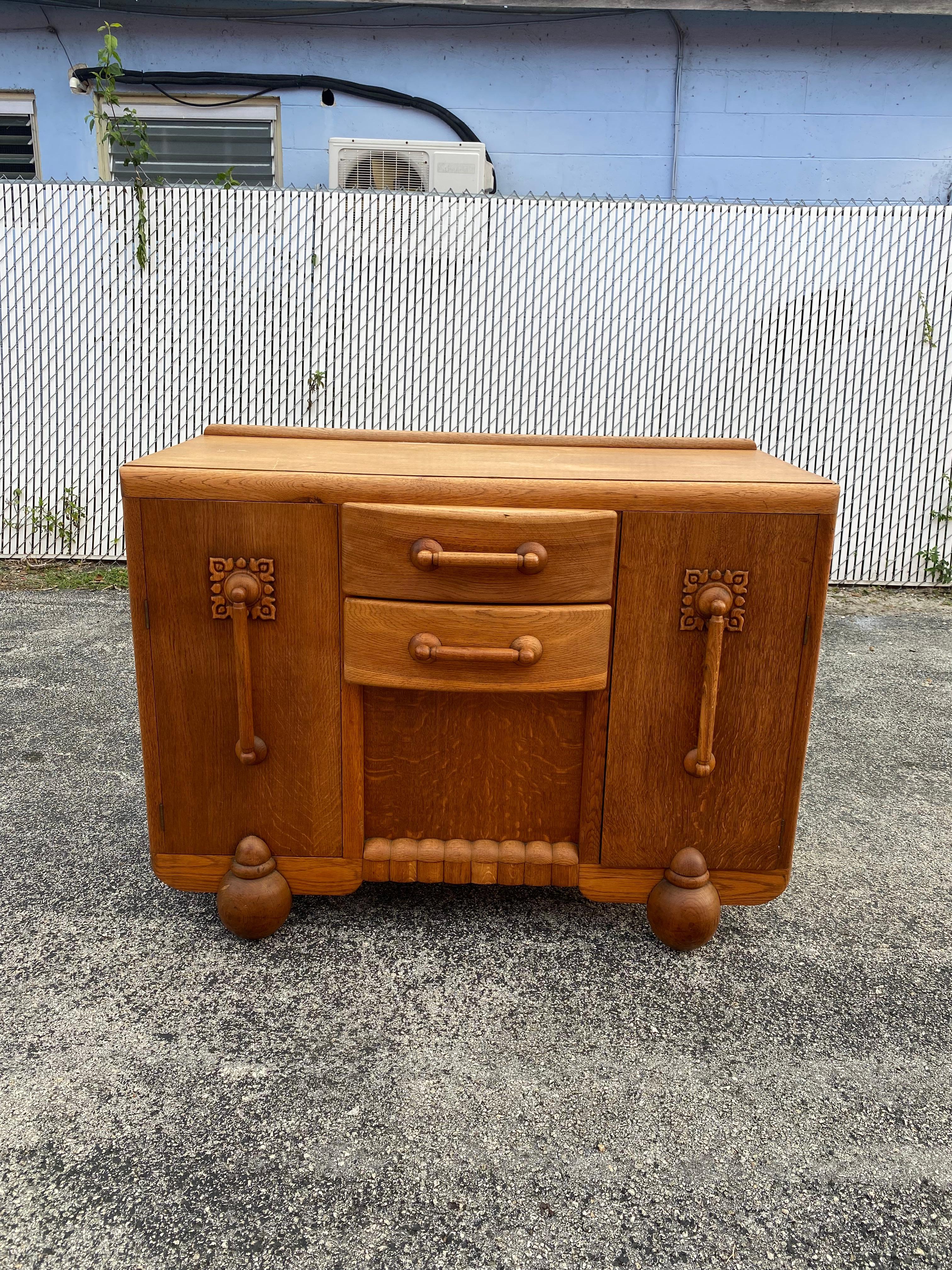 1960s Sculptural Art Deco Style Sideboard Entertainment Cabinet In Good Condition For Sale In Fort Lauderdale, FL