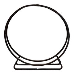 1960s Sculptural Black Wrought Iron Ring Firewood Holder