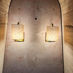 1960s Sculptural Brass Minimalist Wall Sconce Lamp Set