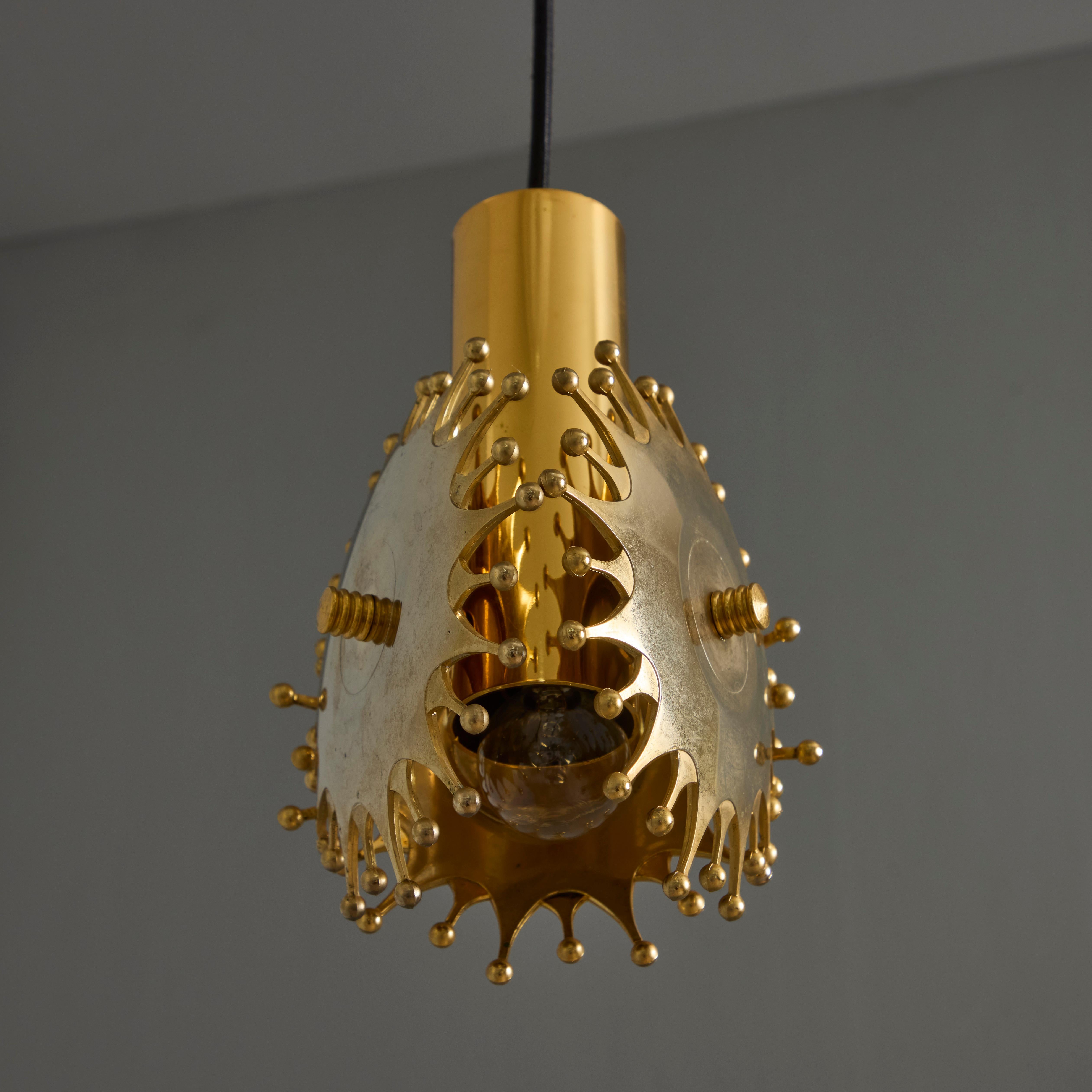 1960s Sculptural Brass Pendant Lamp by Armatur Hantverk Tibro, Sweden im Angebot 7