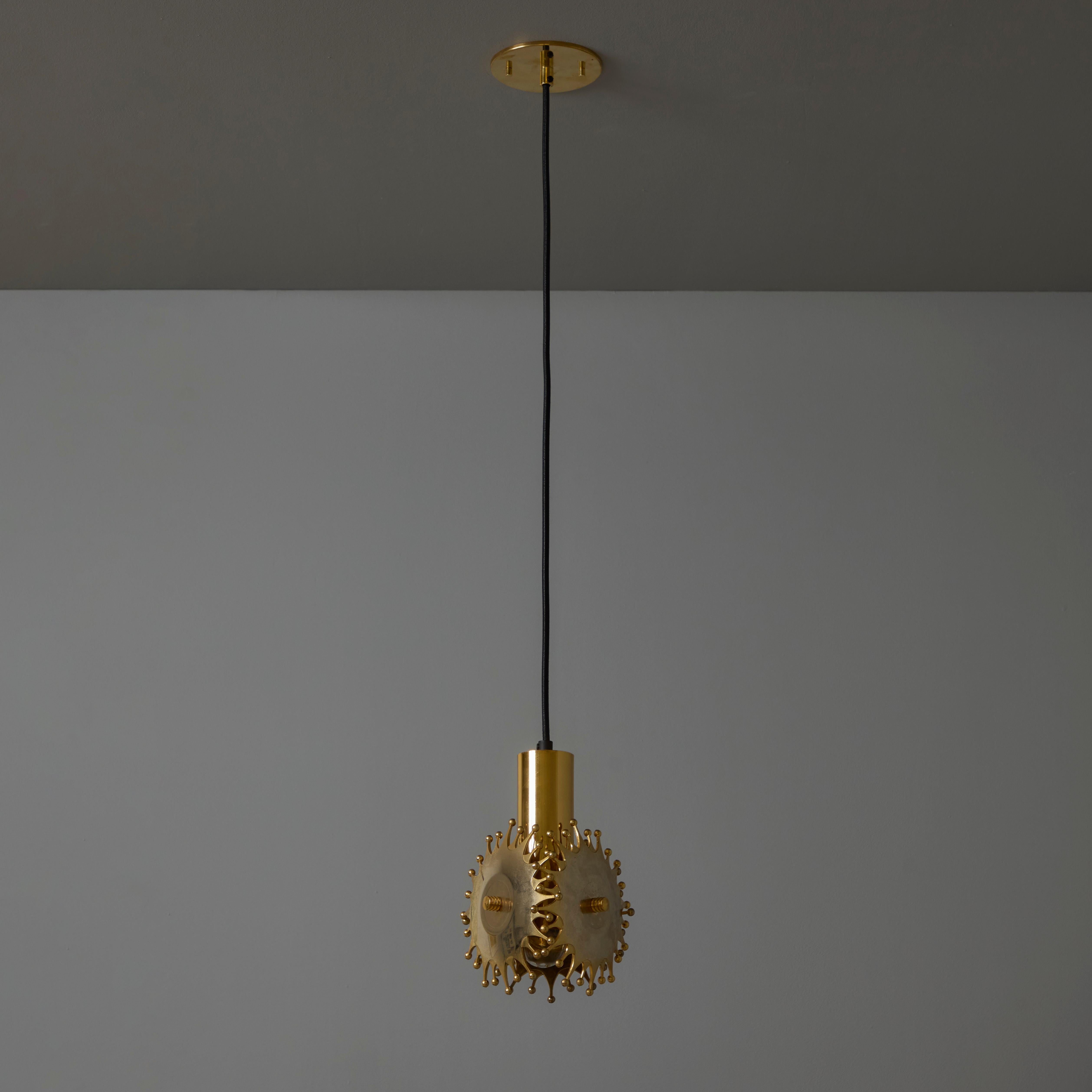 1960s Sculptural Brass Pendant Lamp by Armatur Hantverk Tibro, Sweden (Skandinavische Moderne) im Angebot