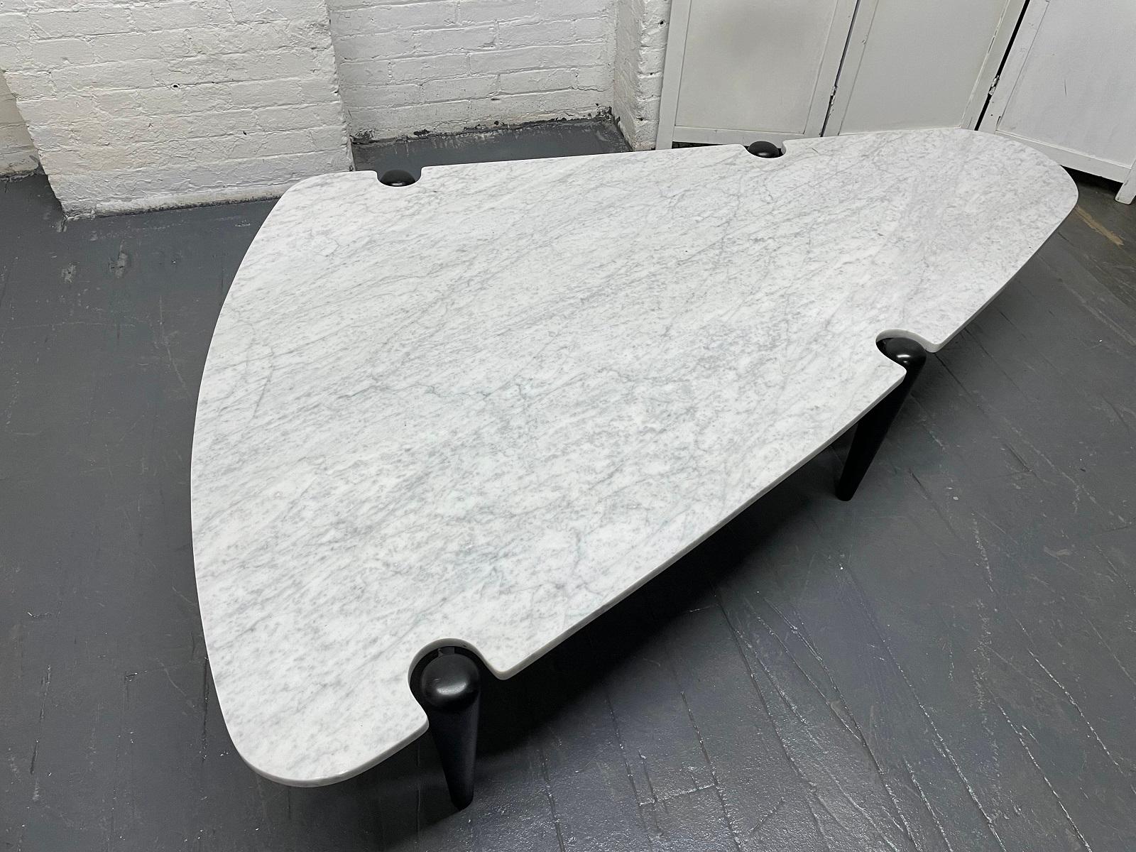 Mid-Century Modern 1960s, Sculptural Carrara Marble-Top Coffee Table For Sale
