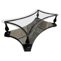 1960s Sculptural Coffee Table Glass Black Iron + Brass Arturo Pani
