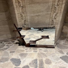 1960s Sculptural Mahogany Wall Mirror Eugenio Escudero Mexico City
