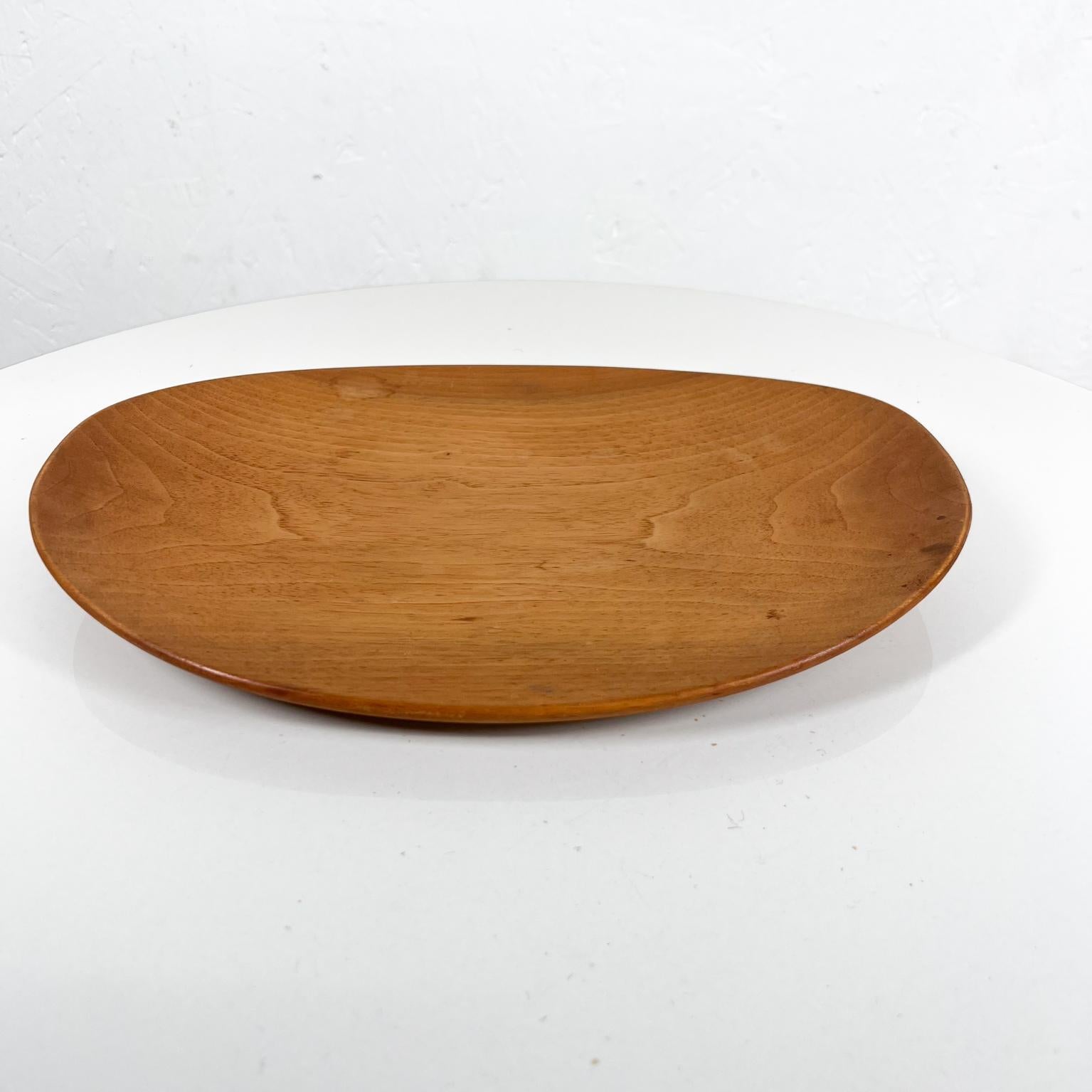 Mid-Century Modern 1960s Sculptural Oval Platter Cherry Wood Plate Serving Tray