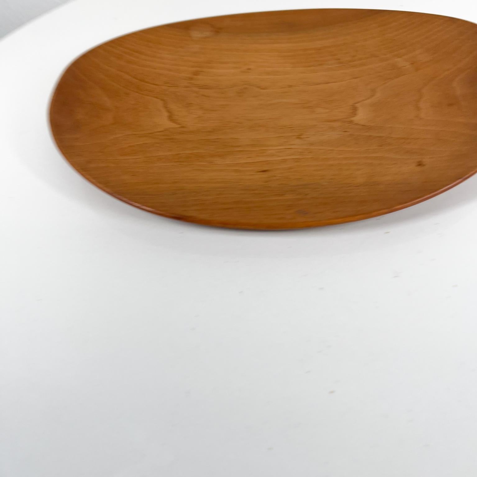 Mid-20th Century 1960s Sculptural Oval Platter Cherry Wood Plate Serving Tray